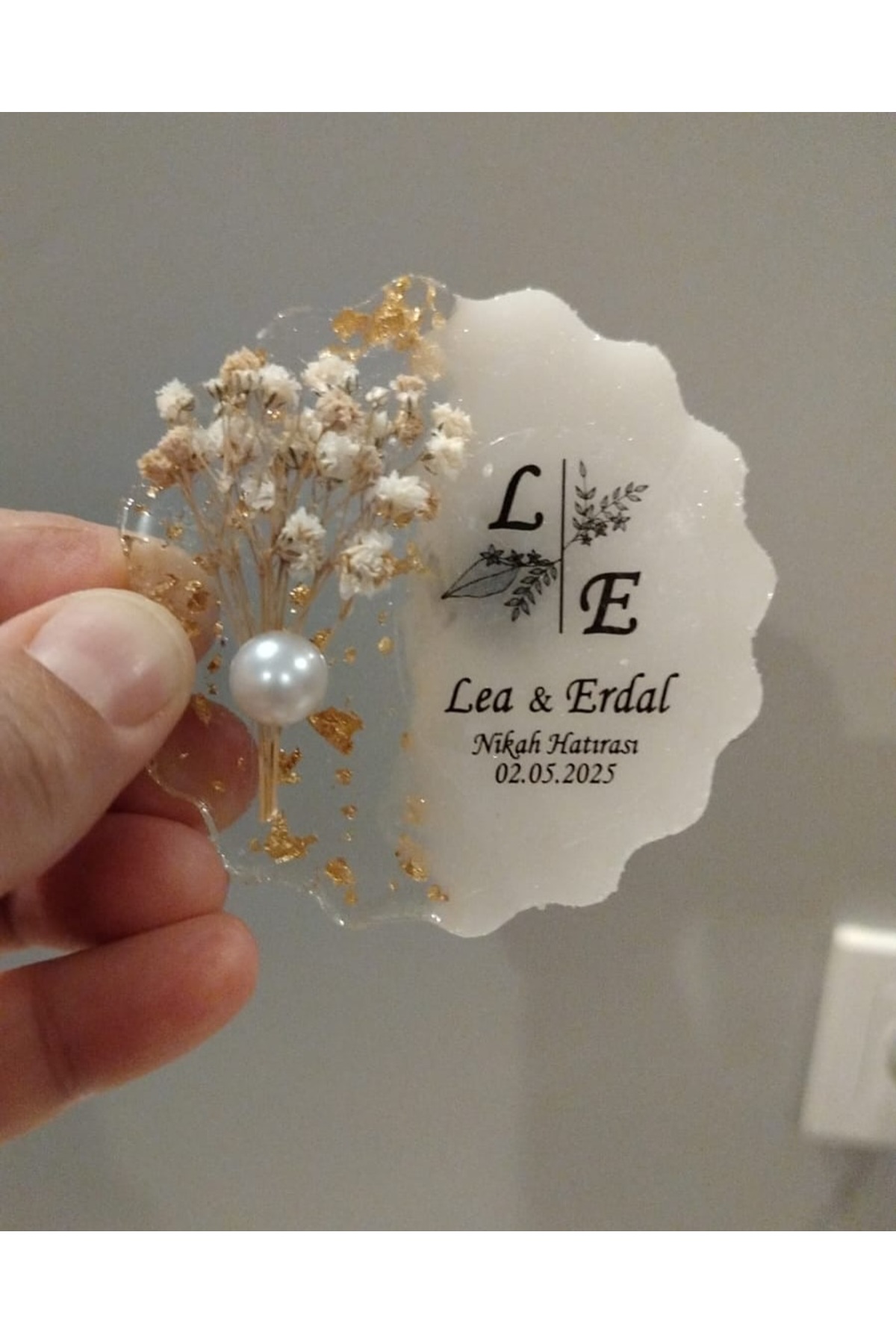 Çiçekli Epoksi Magnet Kutulu Nikah, Söz, Nişan Hediyelik - 50 Adet