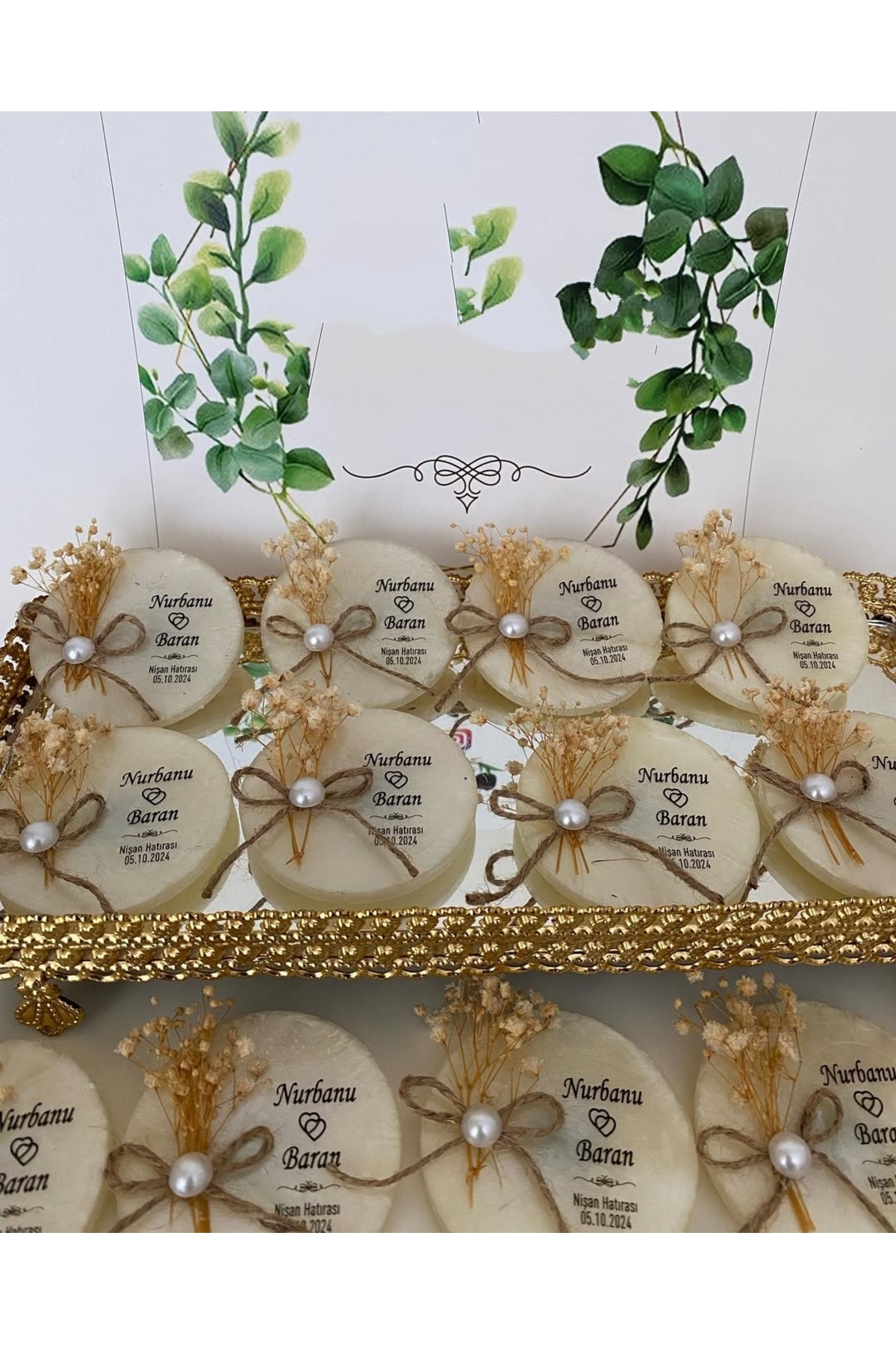 Çiçekli Epoksi Magnet Paketli Nikah, Söz, Nişan Hediyelik - 25 Adet