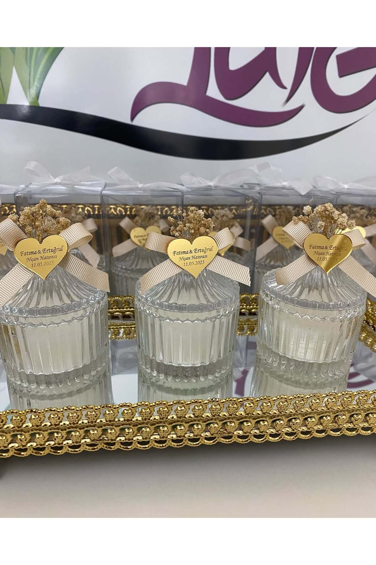 Mumlu Cam Şişe Nikah, Söz, Nişan Hediyelik - 50 Adet