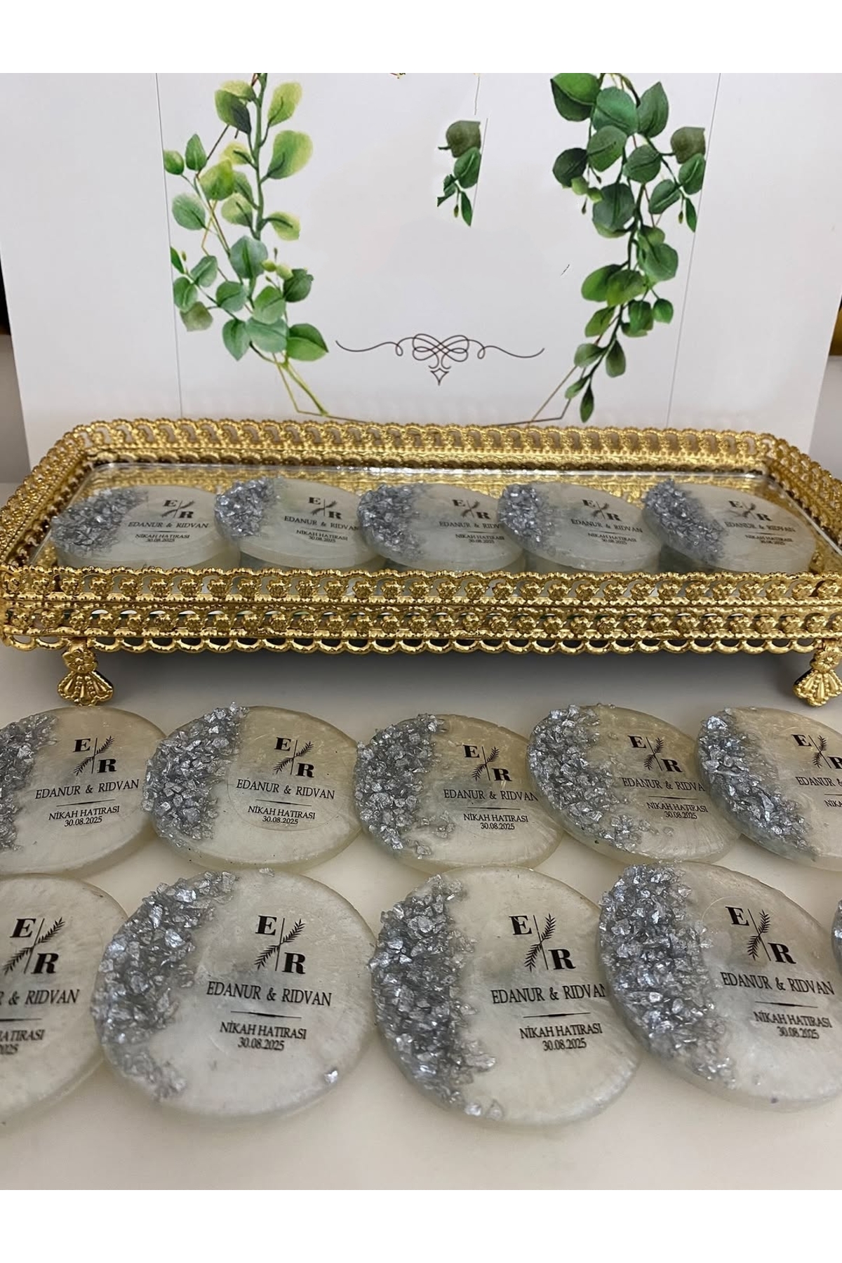 Epoksi Magnet Taşlı Paketli Nikah, Söz, Nişan Hediyelik - 50 Adet
