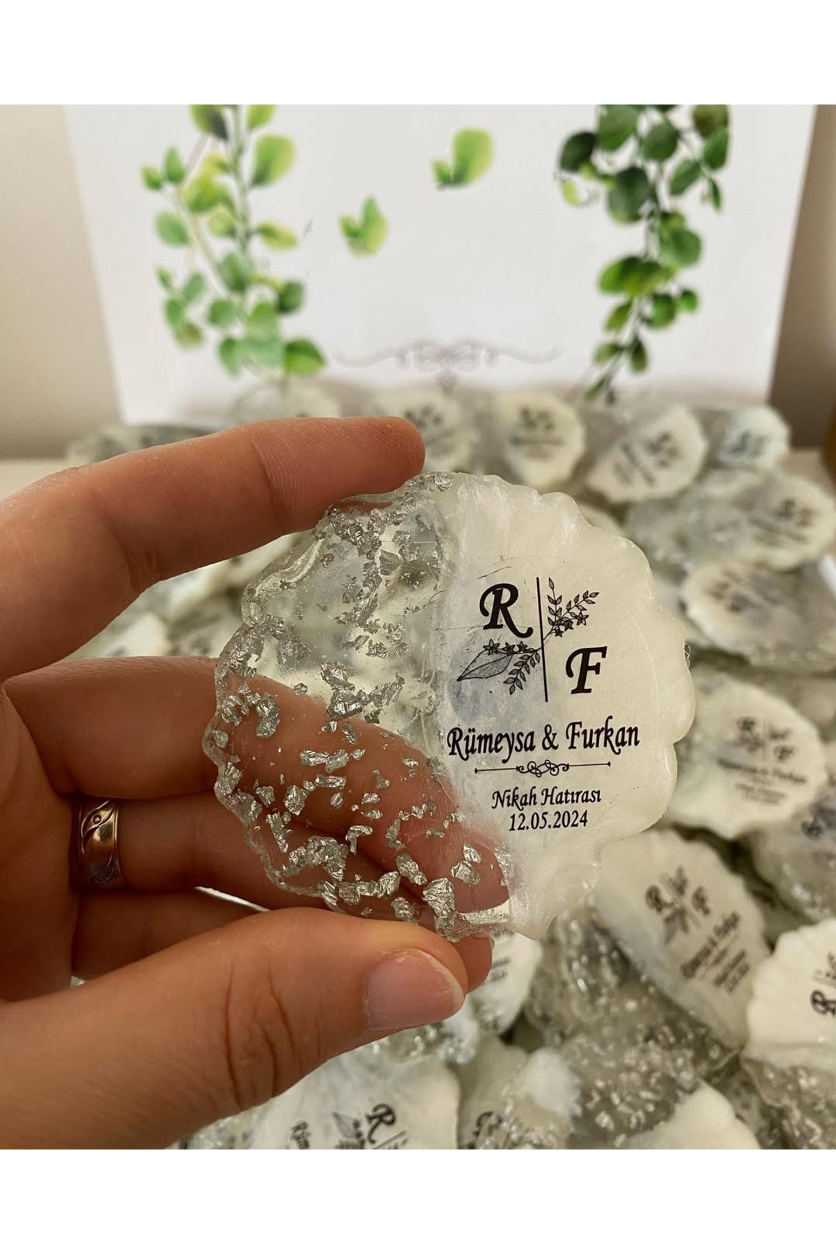 Epoksi Magnet Simli Paketli Nikah, Söz, Nişan Hediyelik - 50 Adet