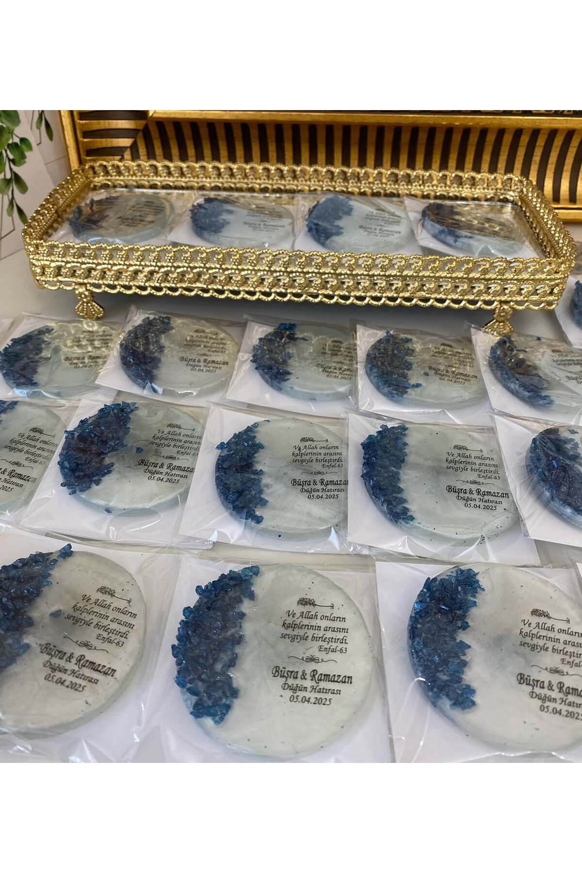 Epoksi Magnet Taşlı Paketli Nikah, Söz, Nişan Hediyelik - 50 Adet