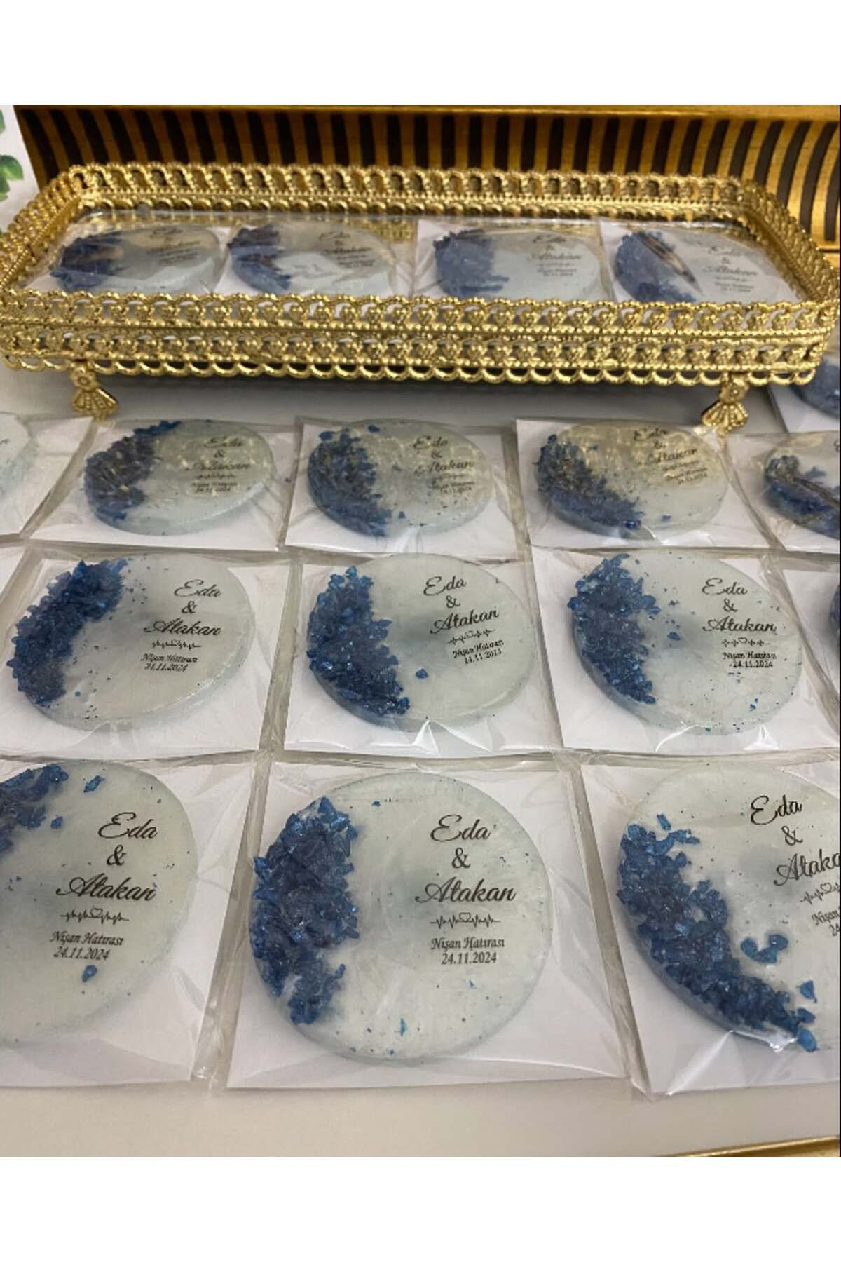 Epoksi Magnet Taşlı Paketli Nikah, Söz, Nişan Hediyelik - 25 Adet