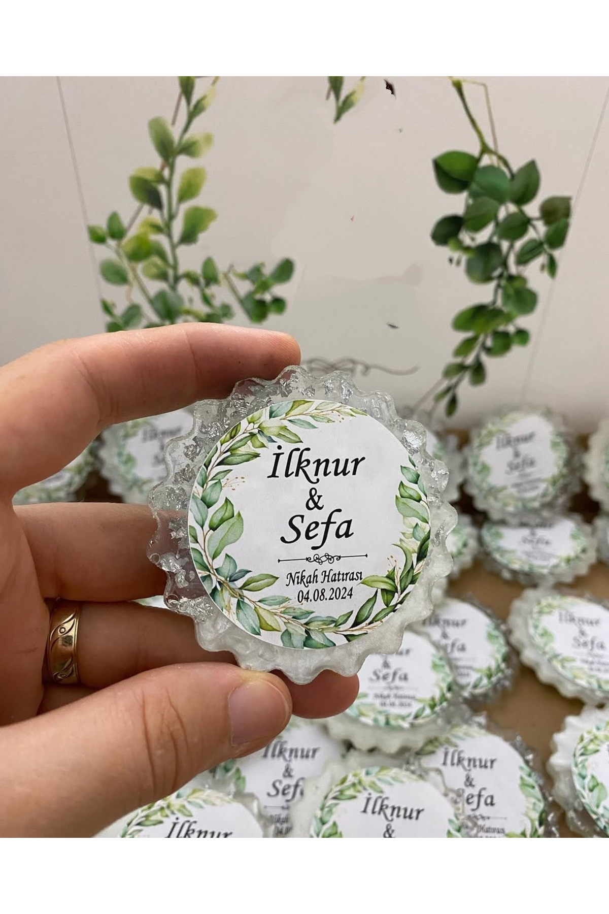 Epoksi Magnet Simli Paketli Nikah, Söz, Nişan Hediyelik - 25 Adet