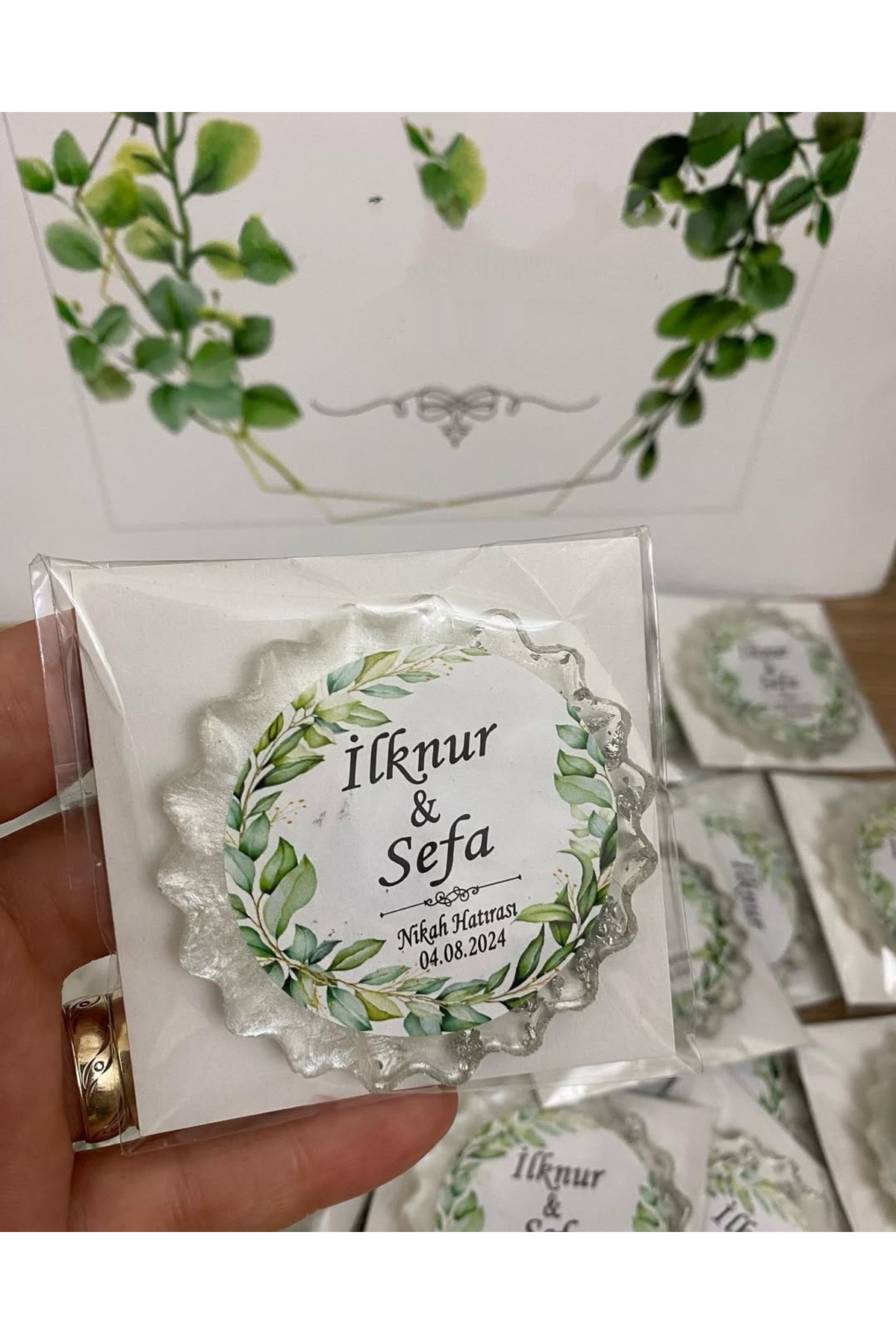 Epoksi Magnet Simli Paketli Nikah, Söz, Nişan Hediyelik - 50 Adet