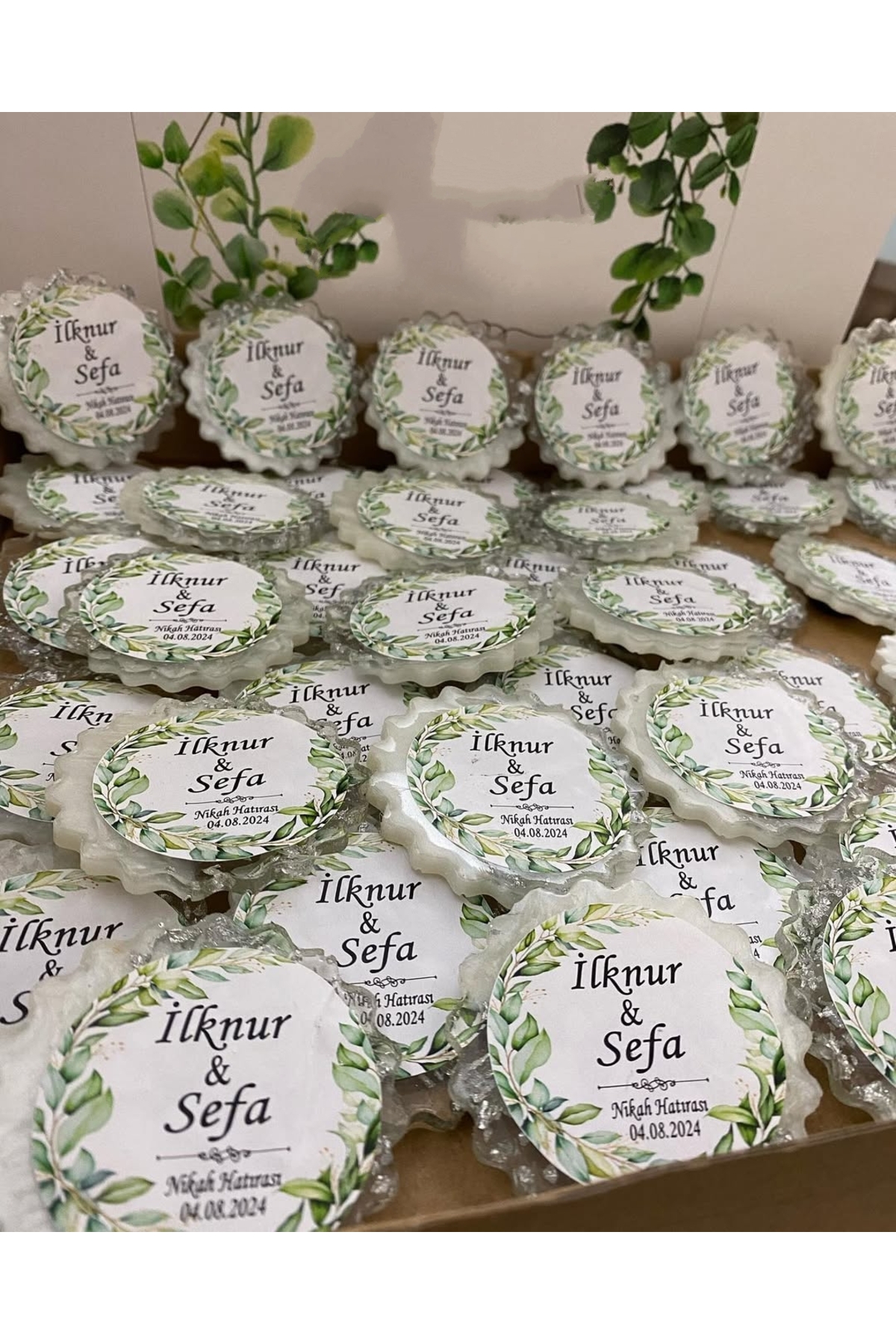 Epoksi Magnet Simli Paketli Nikah, Söz, Nişan Hediyelik - 50 Adet