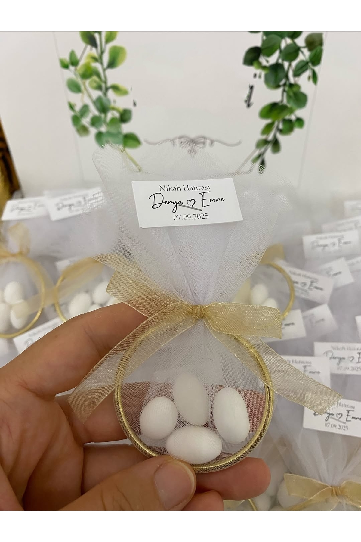 Halka Nikah Şekeri Fıstık Şekerli Söz, Nişan Hediyelik - 50 Adet