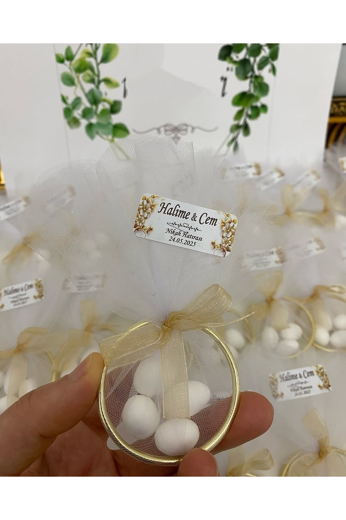 Halka Nikah Şekeri Fıstık Şekerli Söz, Nişan Hediyelik - 25 Adet