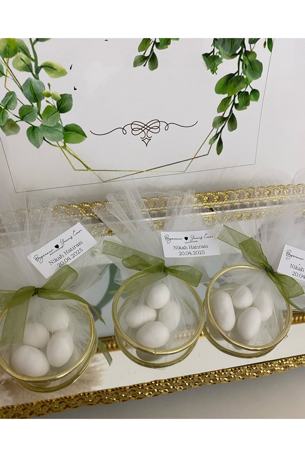 Halka Nikah Şekeri Fıstık Şekerli Söz, Nişan Hediyelik - 25 Adet