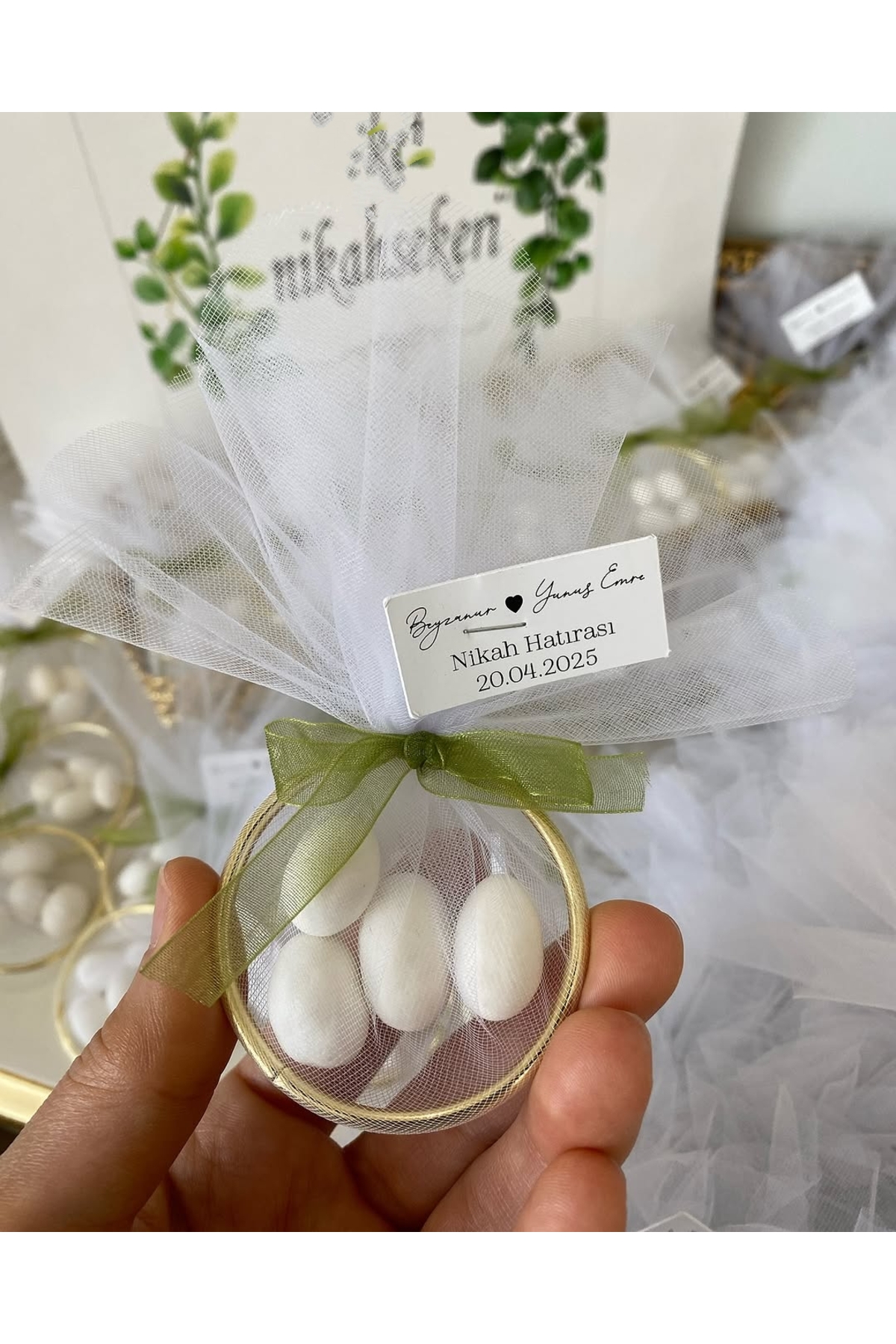 Halka Nikah Şekeri Fıstık Şekerli Söz, Nişan Hediyelik - 25 Adet