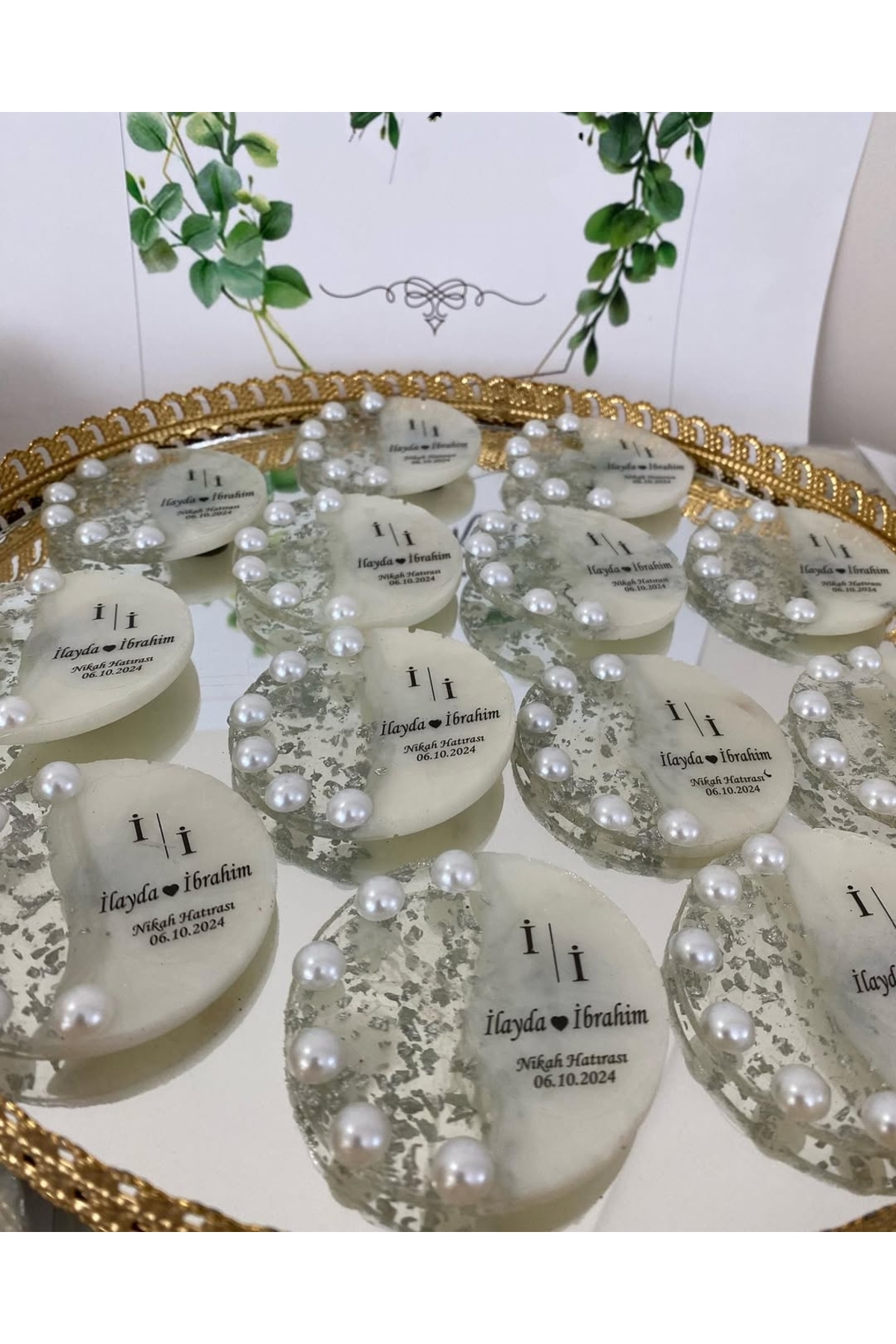 İncili Epoksi Magnet Paketli Nikah, Söz, Nişan Hediyelik - 25 Adet