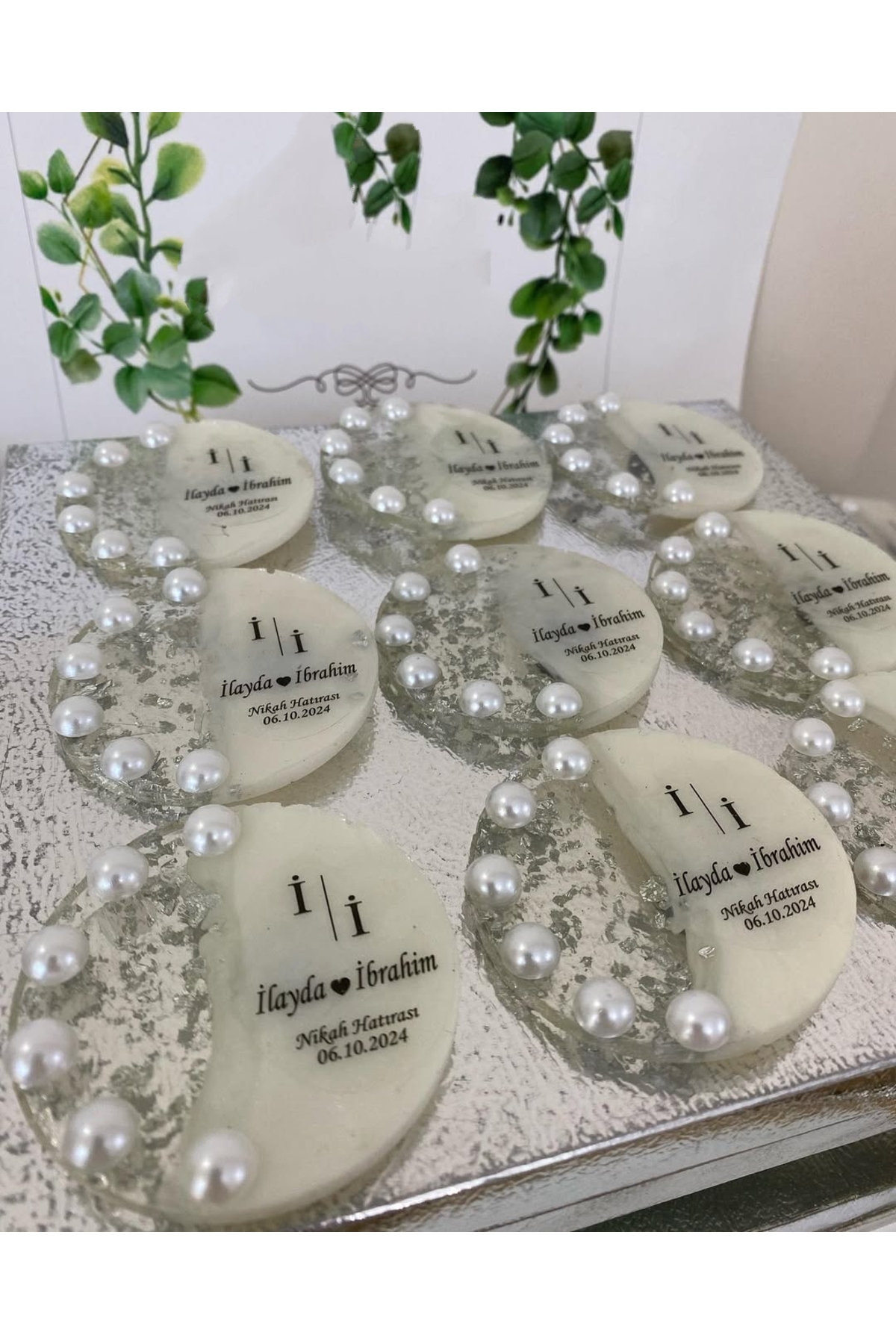 İncili Epoksi Magnet Paketli Nikah, Söz, Nişan Hediyelik - 25 Adet