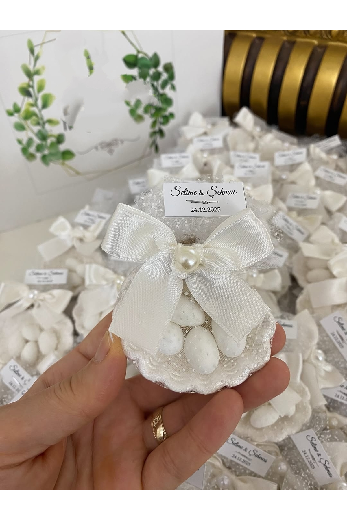 İstiridye Fıstık Şekerli Nikah, Söz, Nişan Hediyelik - 25 Adet
