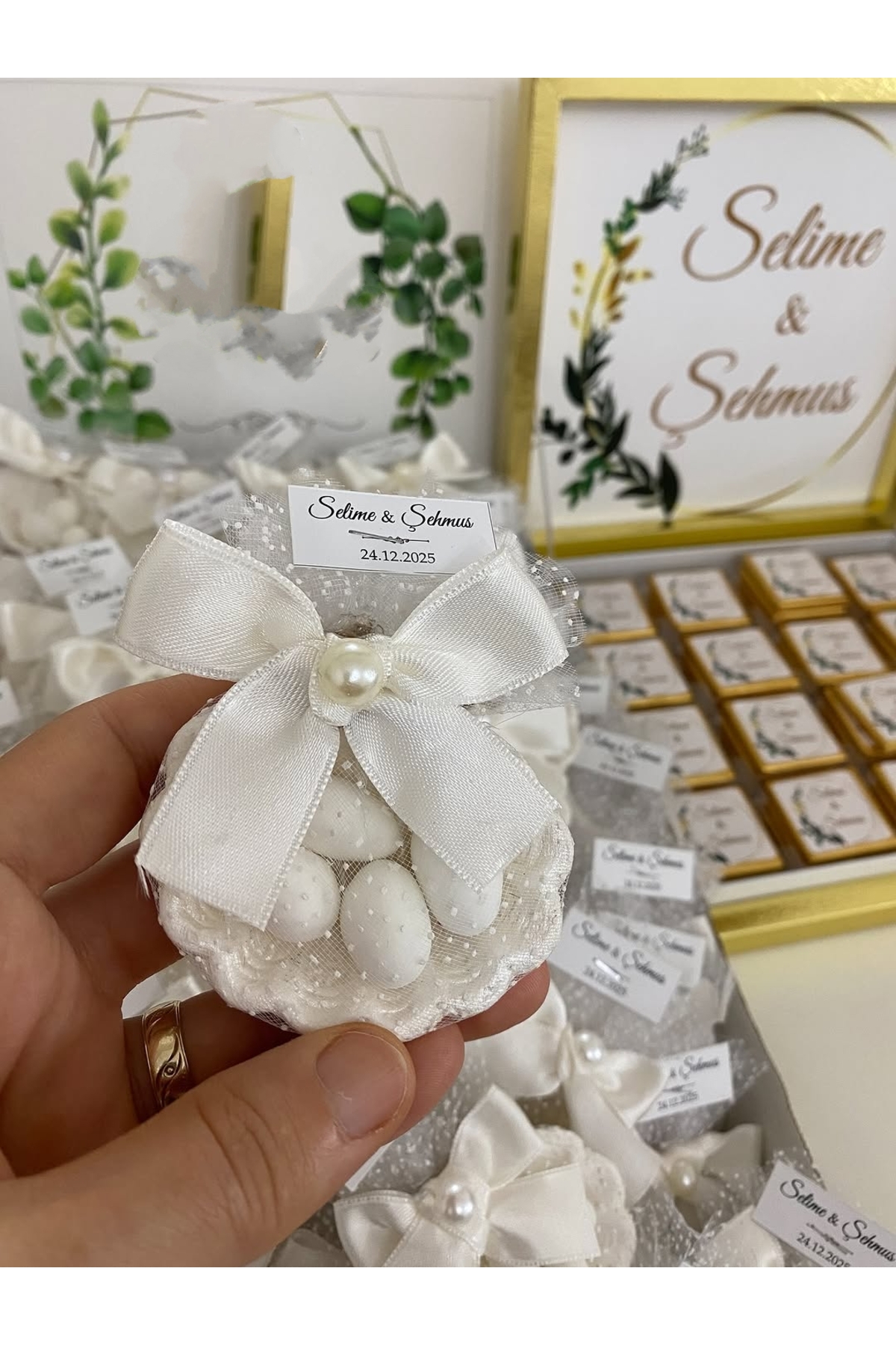 İstiridye Fıstık Şekerli Nikah, Söz, Nişan Hediyelik - 50 Adet