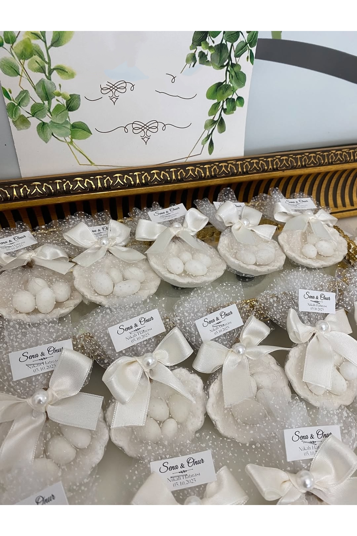 İstiridye Fıstık Şekerli Nikah, Söz, Nişan Hediyelik - 50 Adet