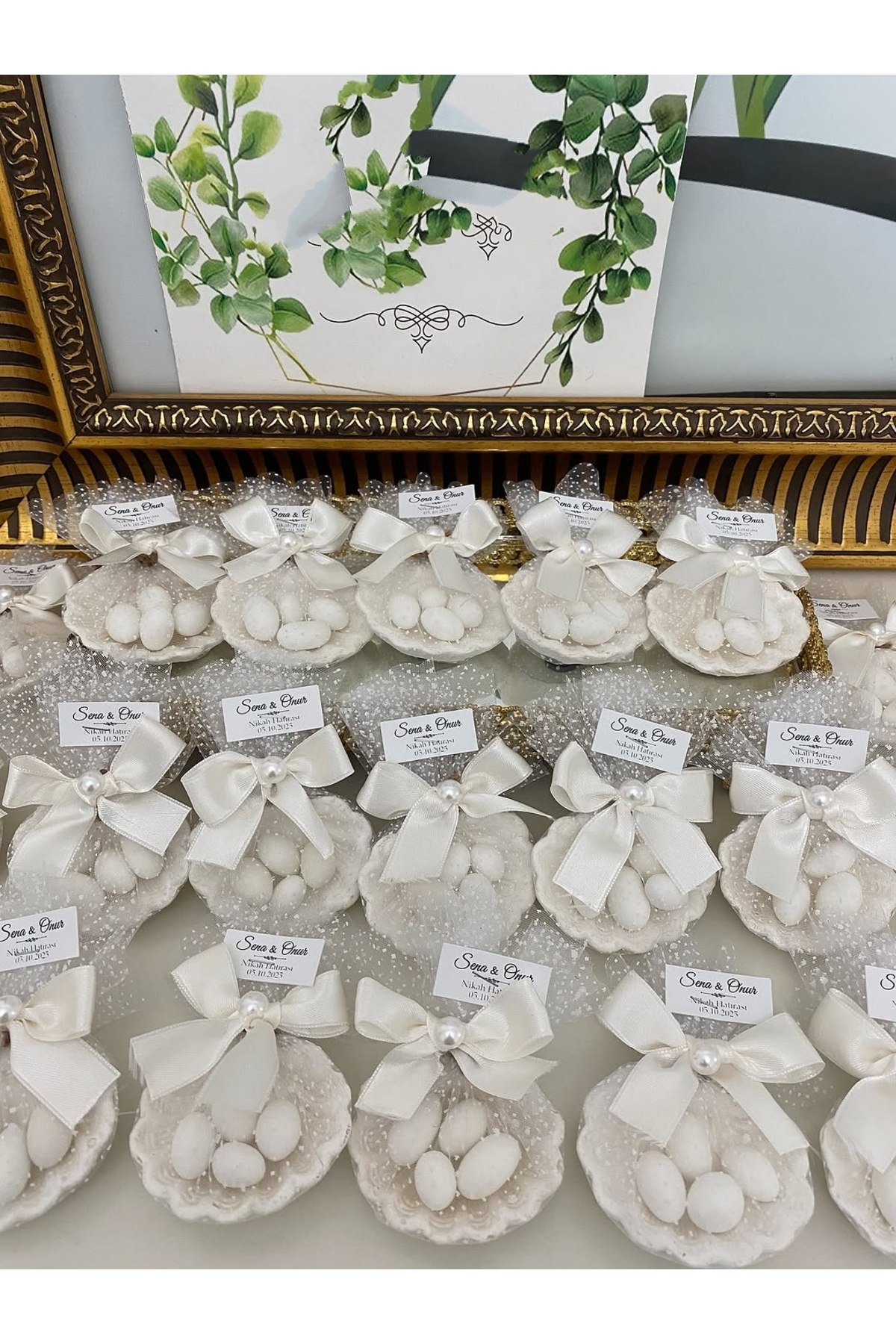İstiridye Fıstık Şekerli Nikah, Söz, Nişan Hediyelik - 50 Adet