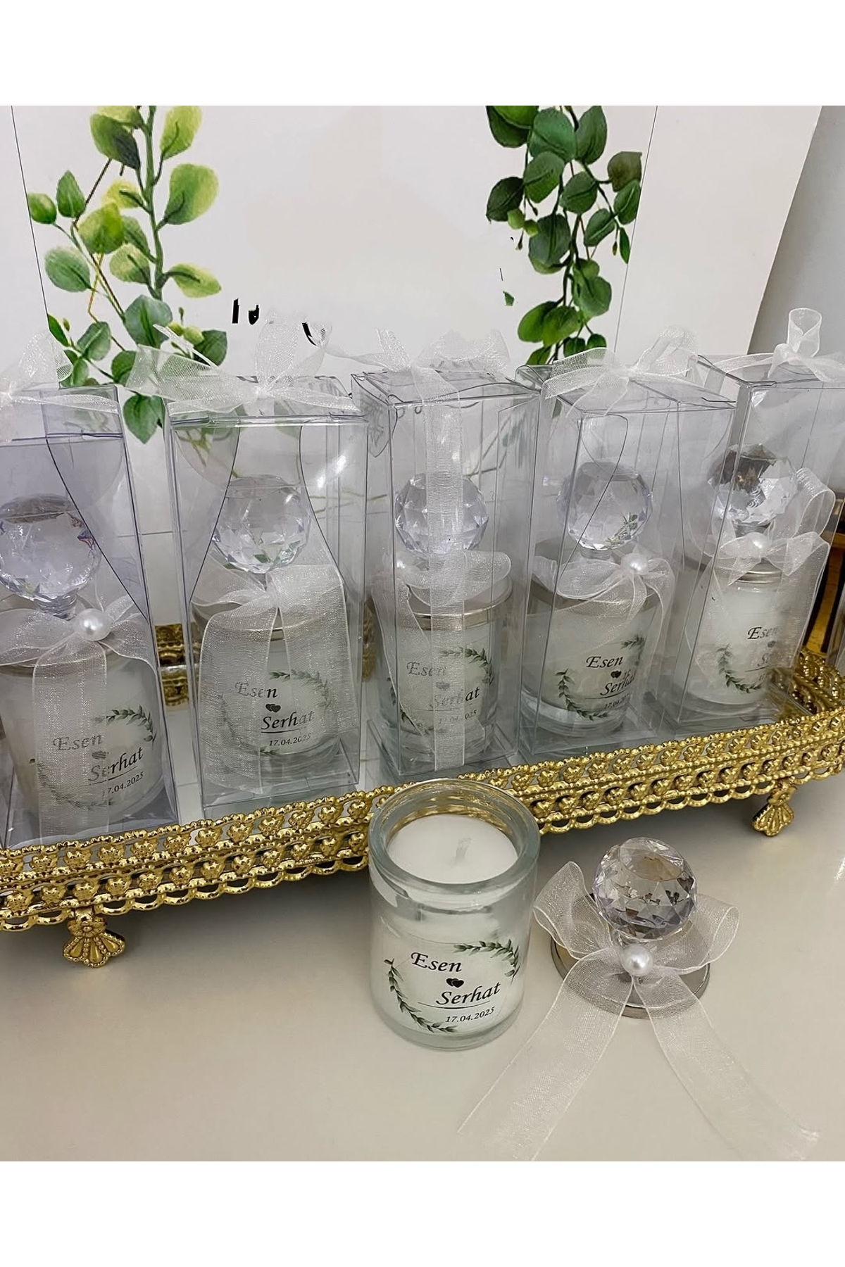 Kristal Kapaklı Mum Cam Nikah, Söz, Nişan Hediyelik - 50 Adet
