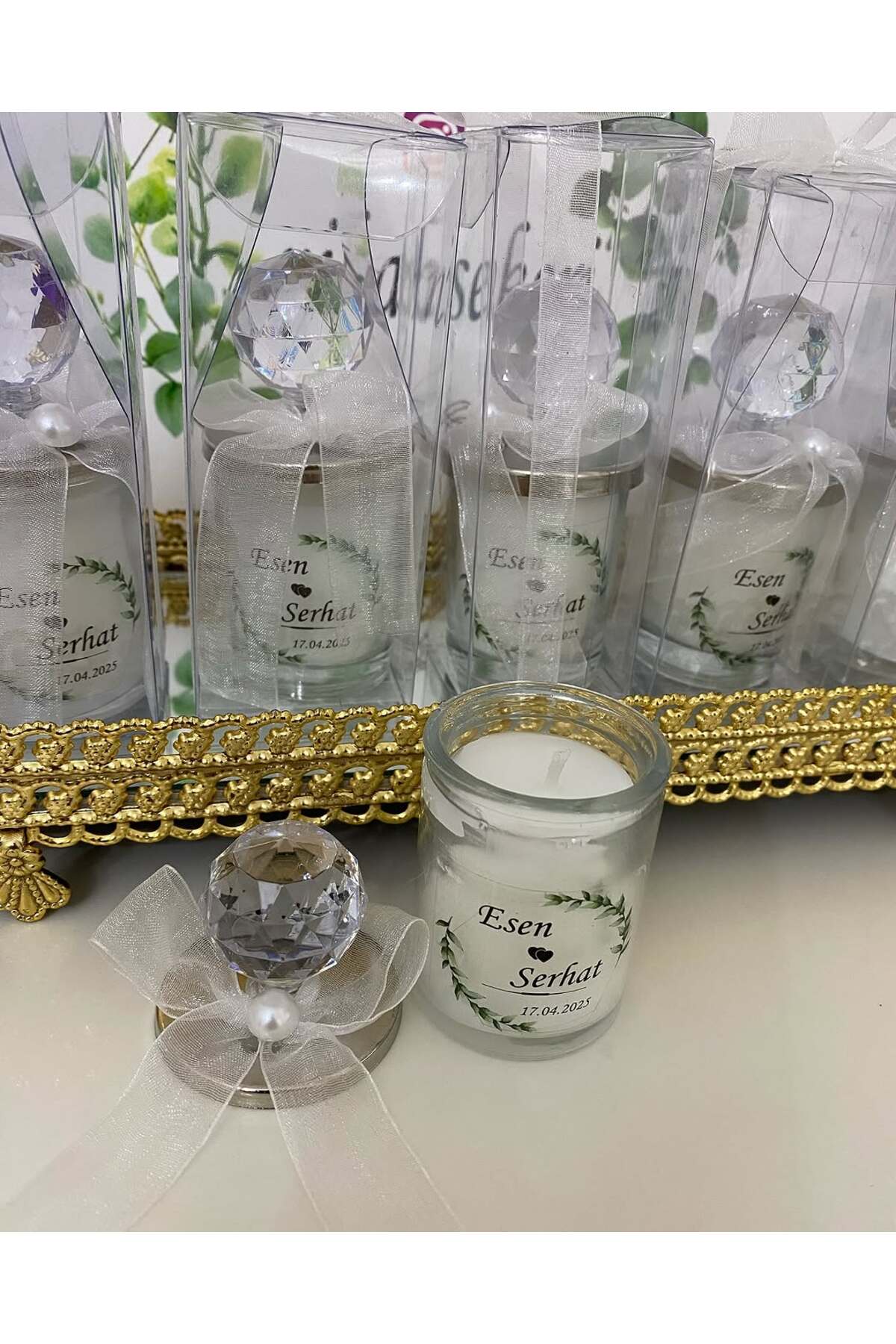Kristal Kapaklı Mum Cam Nikah, Söz, Nişan Hediyelik - 50 Adet