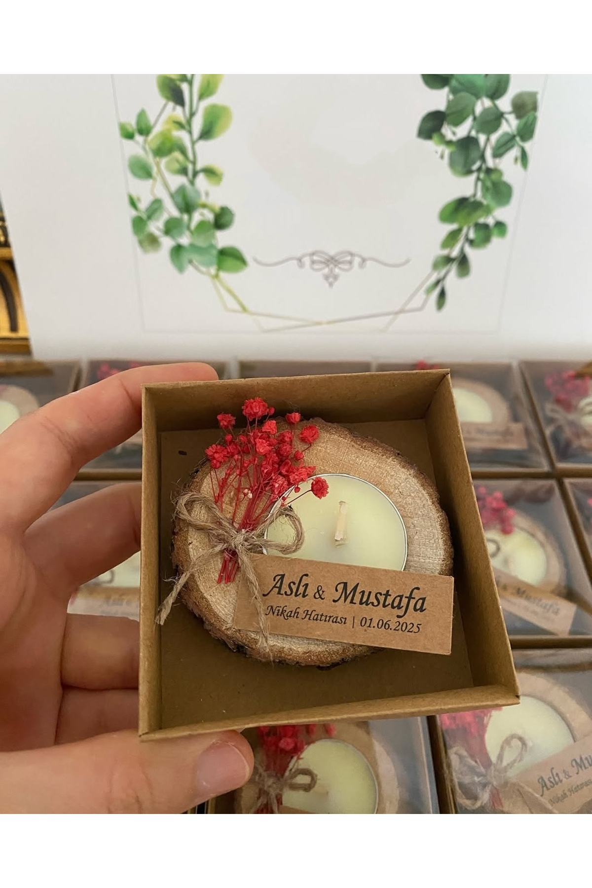 Kutulu Kütük Mum Nikah, Söz, Nişan Hediyelik - 50 Adet