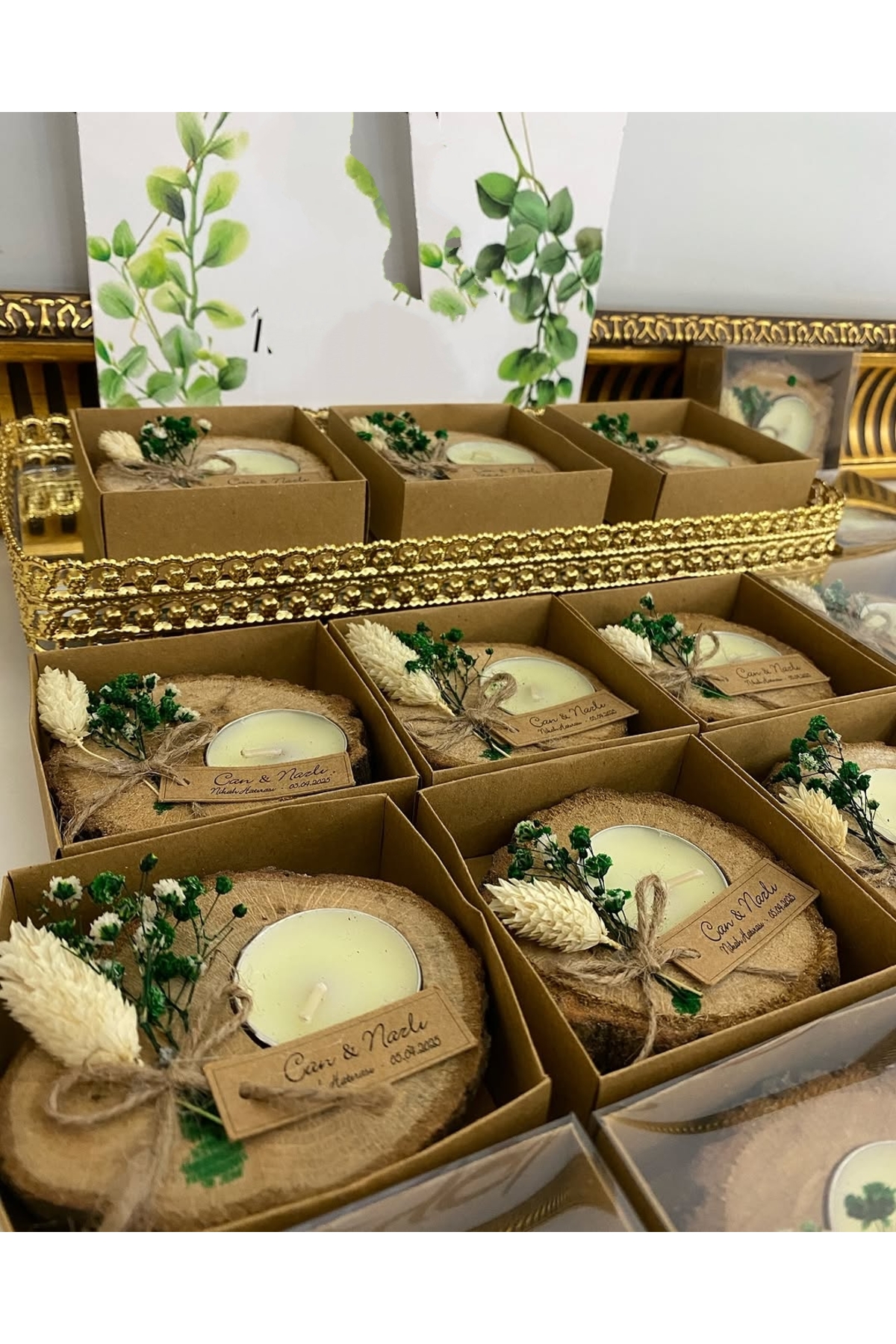 Kutulu Kütük Mum Nikah, Söz, Nişan Hediyelik - 25 Adet