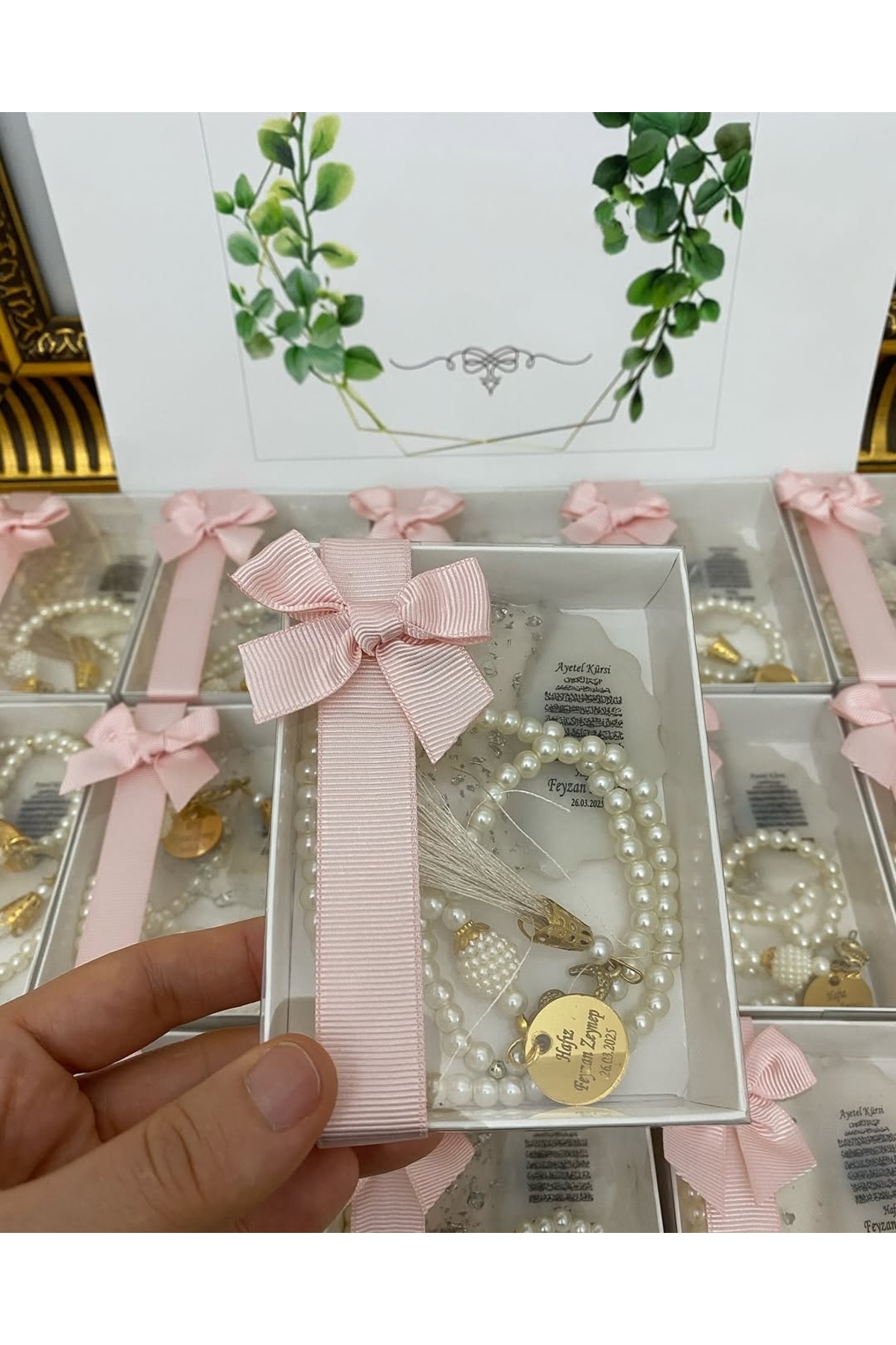 İnci Tesbih ve Epoksi Set Nikah, Söz, Nişan Hediyelik - 25 Adet