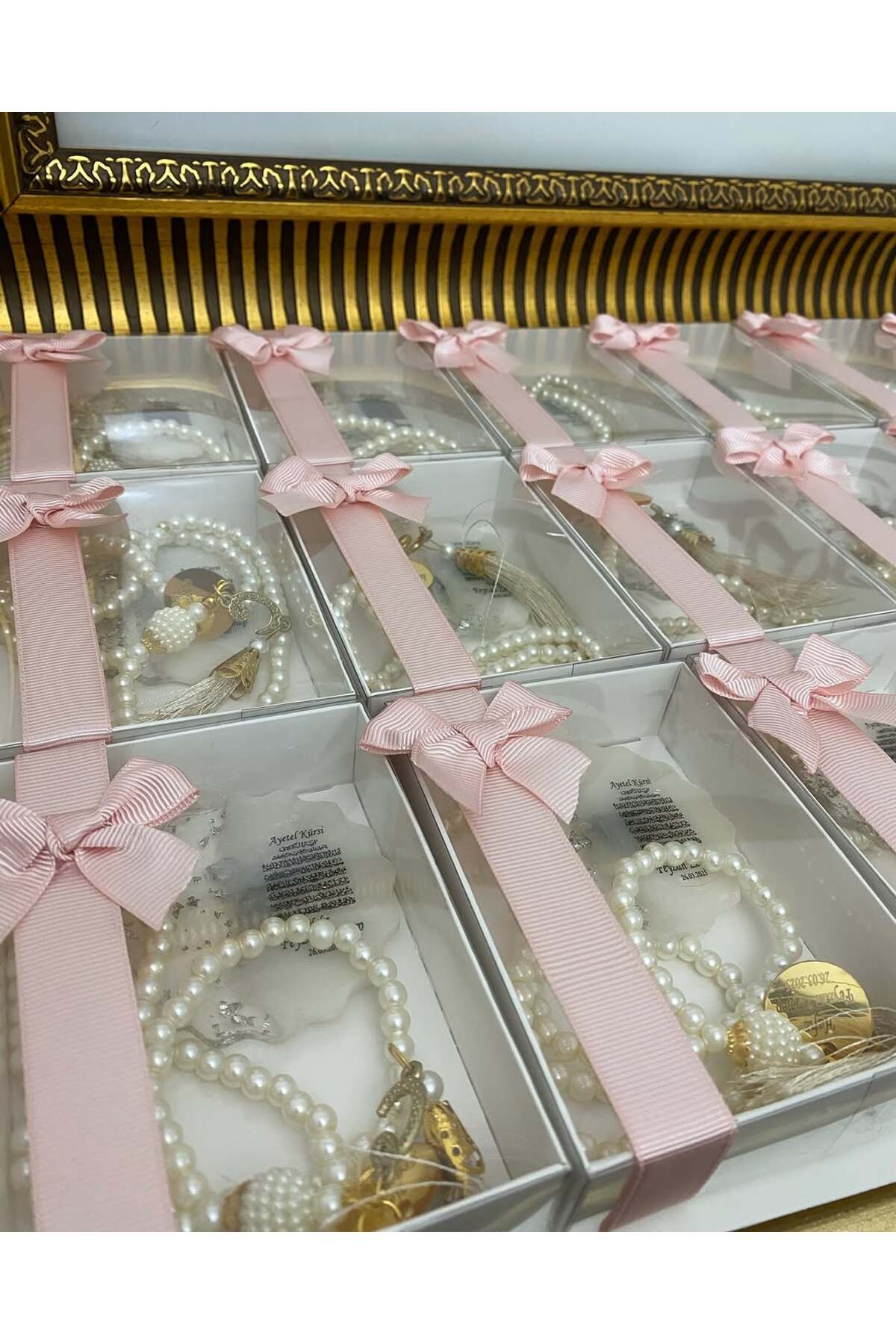 İnci Tesbih ve Epoksi Set Nikah, Söz, Nişan Hediyelik - 50 Adet