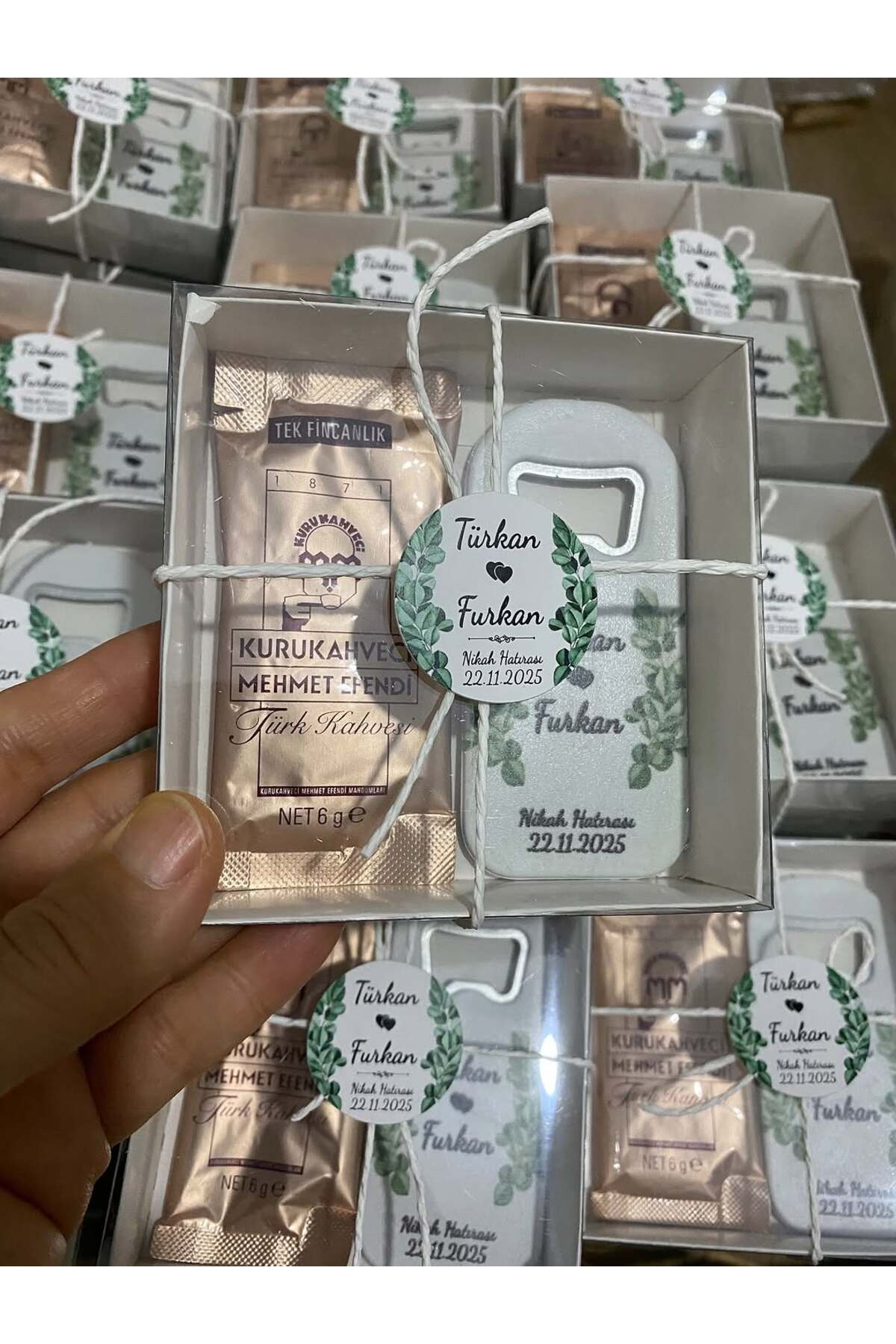 Kahve ve Açacak Magnet Set Nikah, Söz, Nişan Hediyelik - 25 Adet