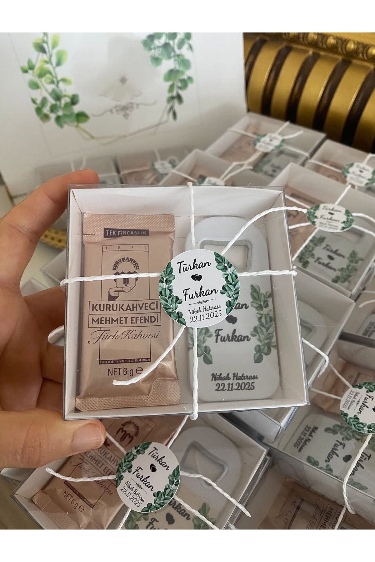 Kahve ve Açacak Magnet Set Nikah, Söz, Nişan Hediyelik - 25 Adet