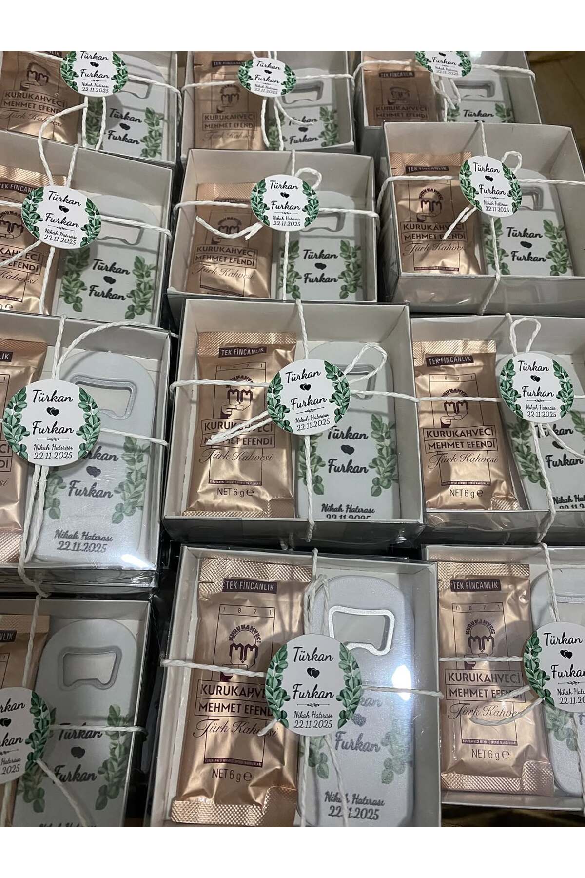 Kahve ve Açacak Magnet Set Nikah, Söz, Nişan Hediyelik - 50 Adet