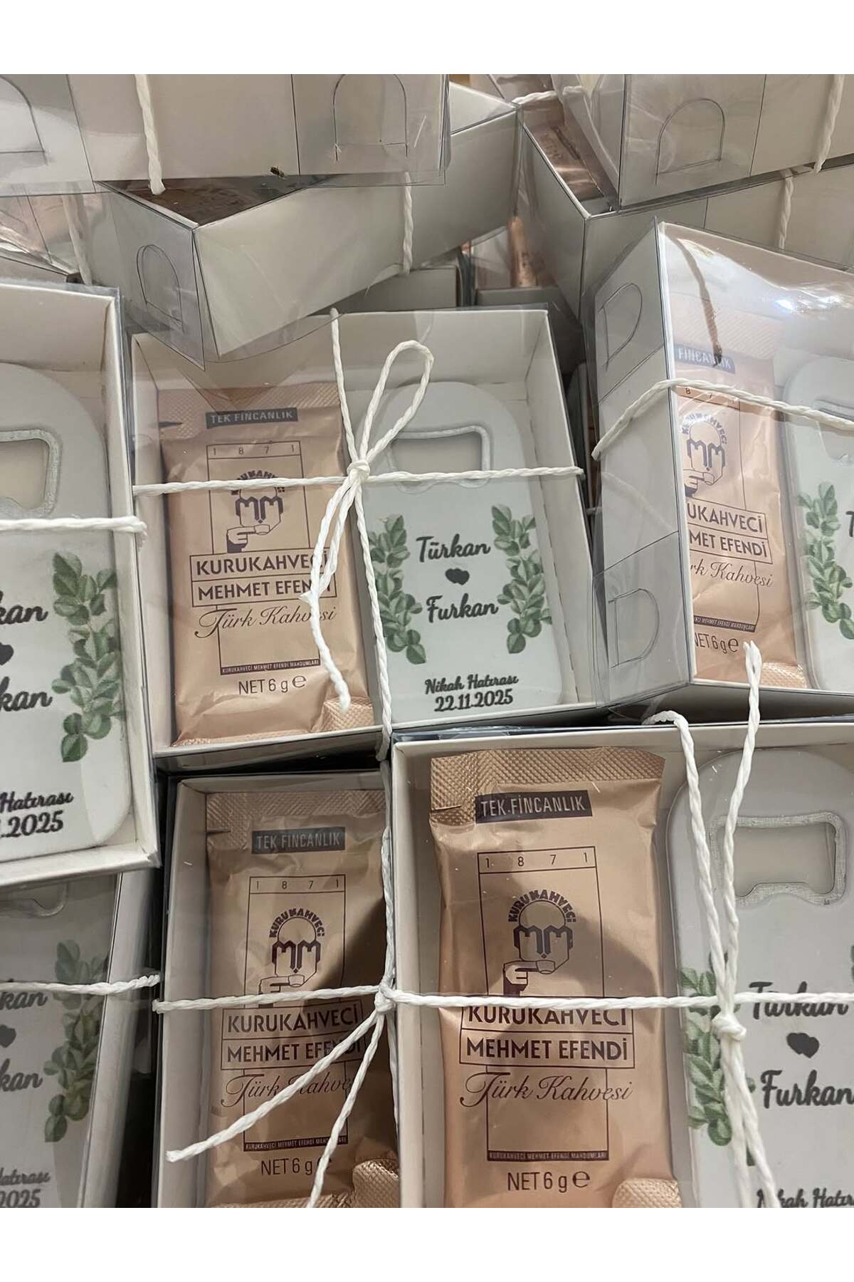 Kahve ve Açacak Magnet Set Nikah, Söz, Nişan Hediyelik - 50 Adet