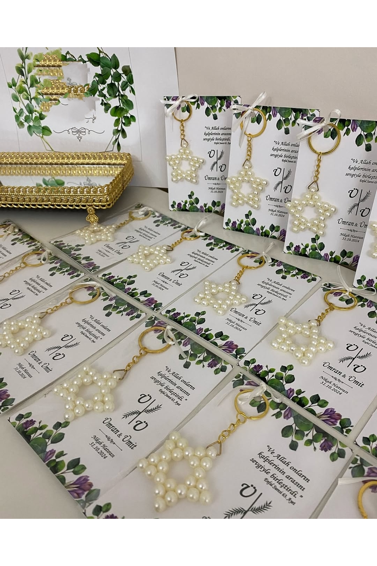 İnci Yıldız Anahtarlık Bebek, Nikah, Söz, Nişan Hediyelik - 25 Adet