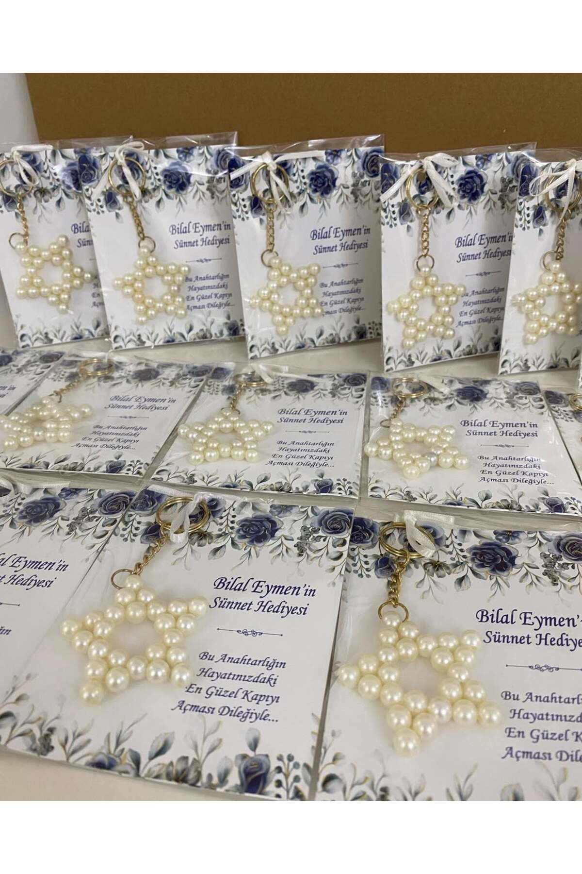 İnci Yıldız Anahtarlık Bebek, Nikah, Söz, Nişan Hediyelik - 50 Adet