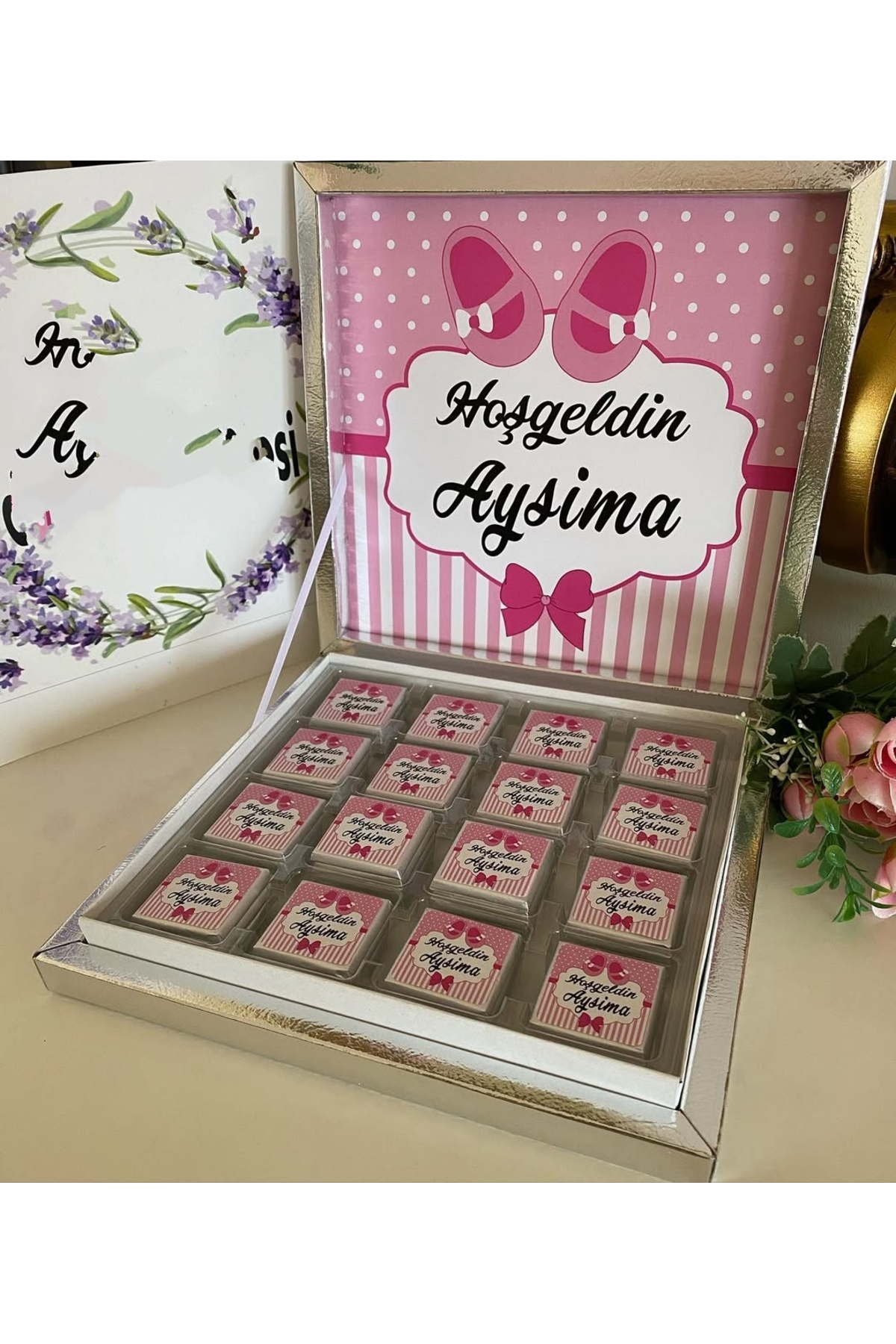 Karton Kutulu Baskılı Madlen Çikolata 50 Adet