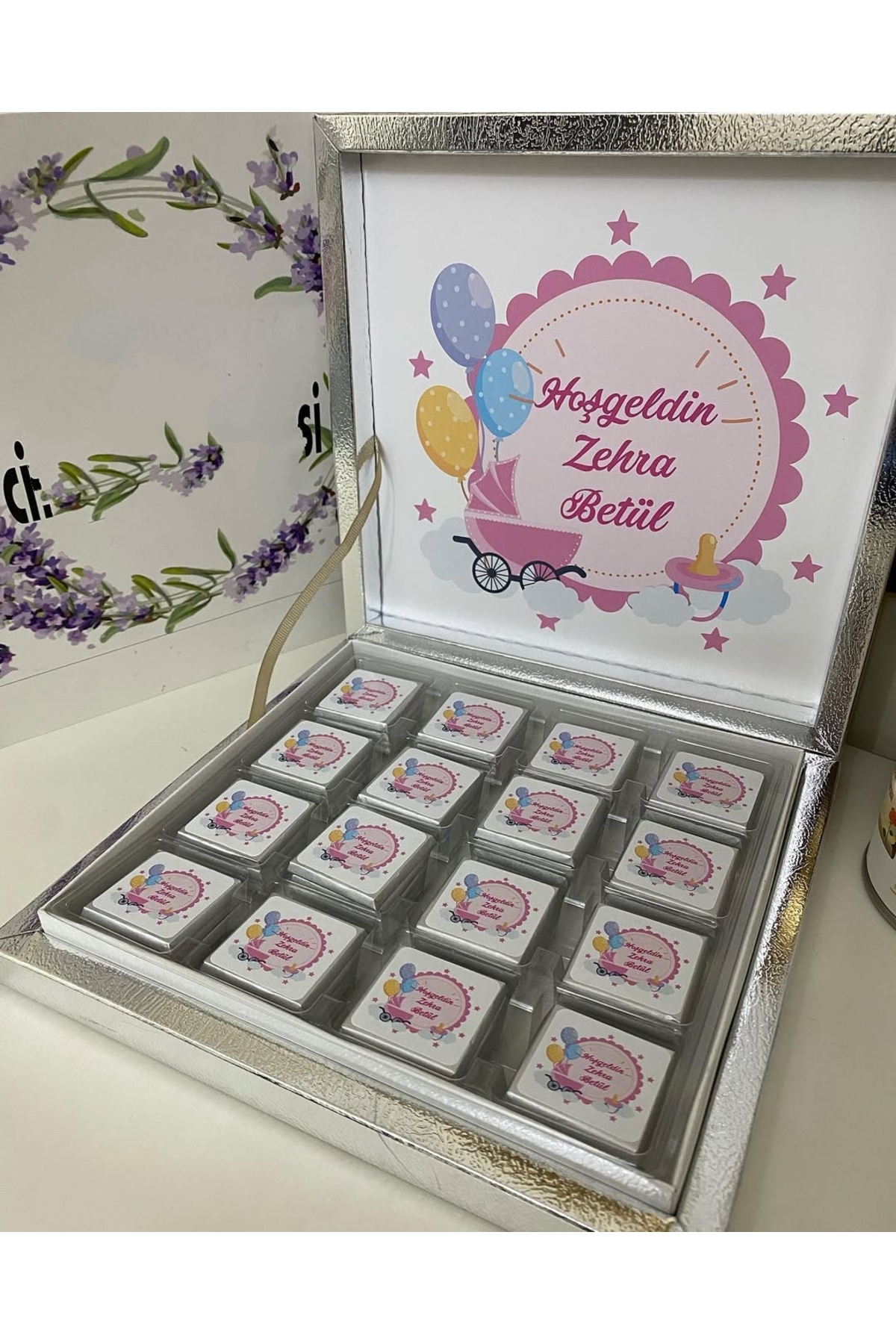 Karton Kutulu Baskılı Madlen Çikolata 50 Adet