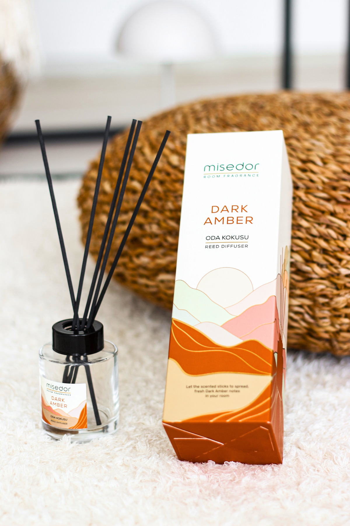 2 li Set Dark Amber Çubuklu Oda Kokusu 120 ml & Oda Spreyi 500 ml