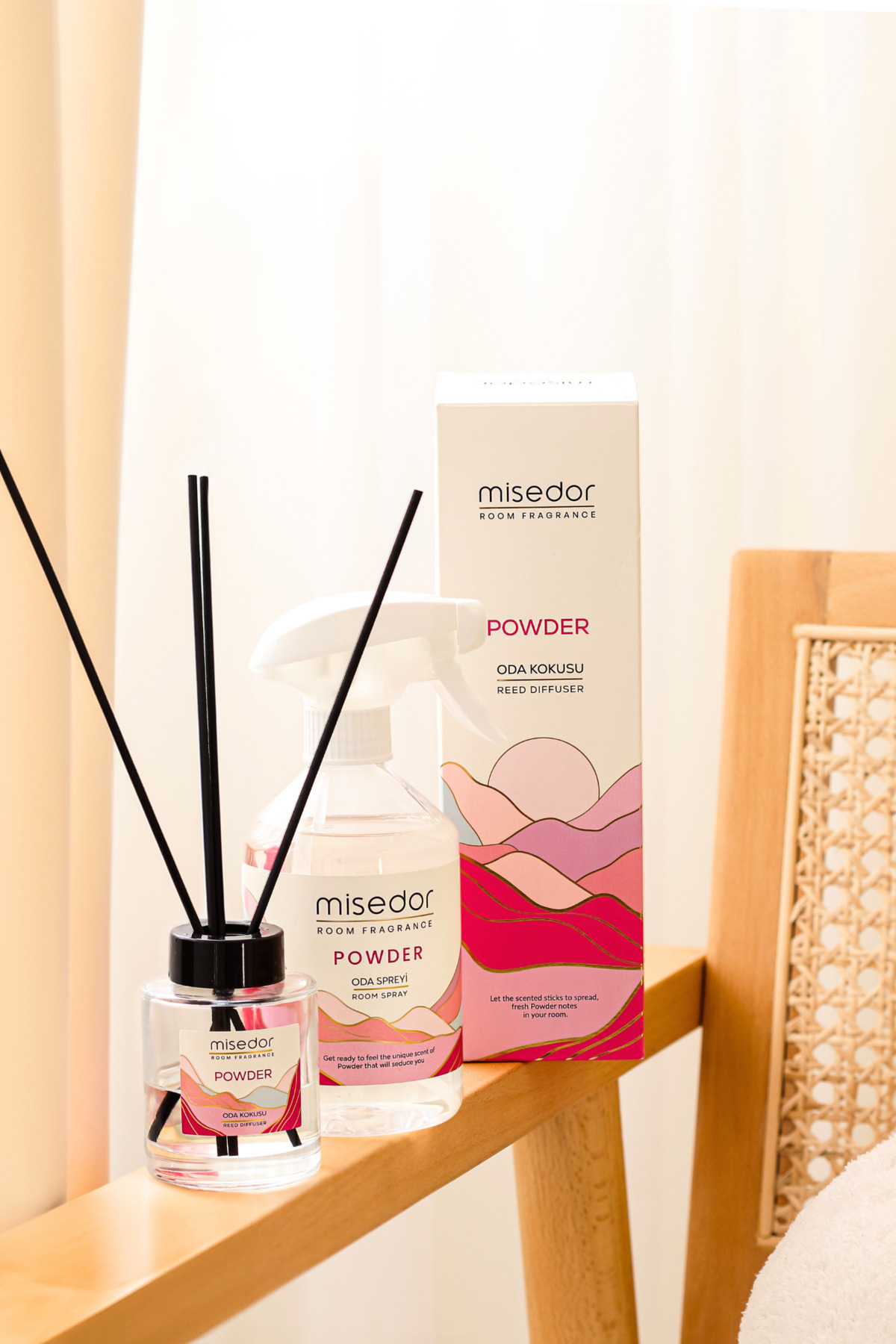 2 li Set Powder Çubuklu Oda Kokusu 120 ml & Oda Spreyi 500 ml