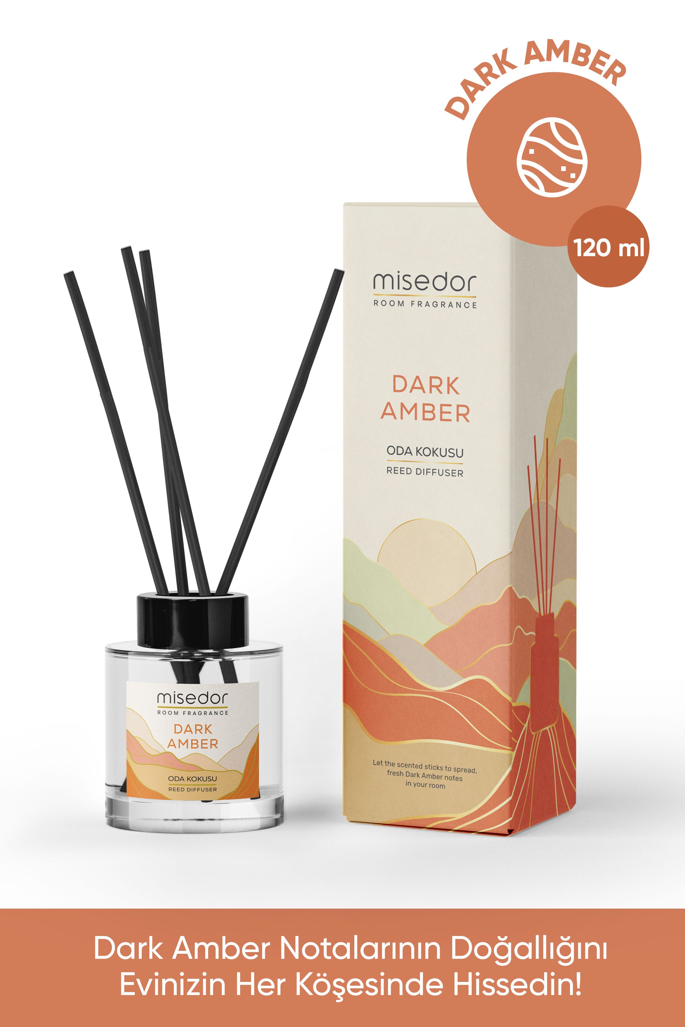 Misedor Dark Amber Çubuklu Oda Kokusu 120 ml