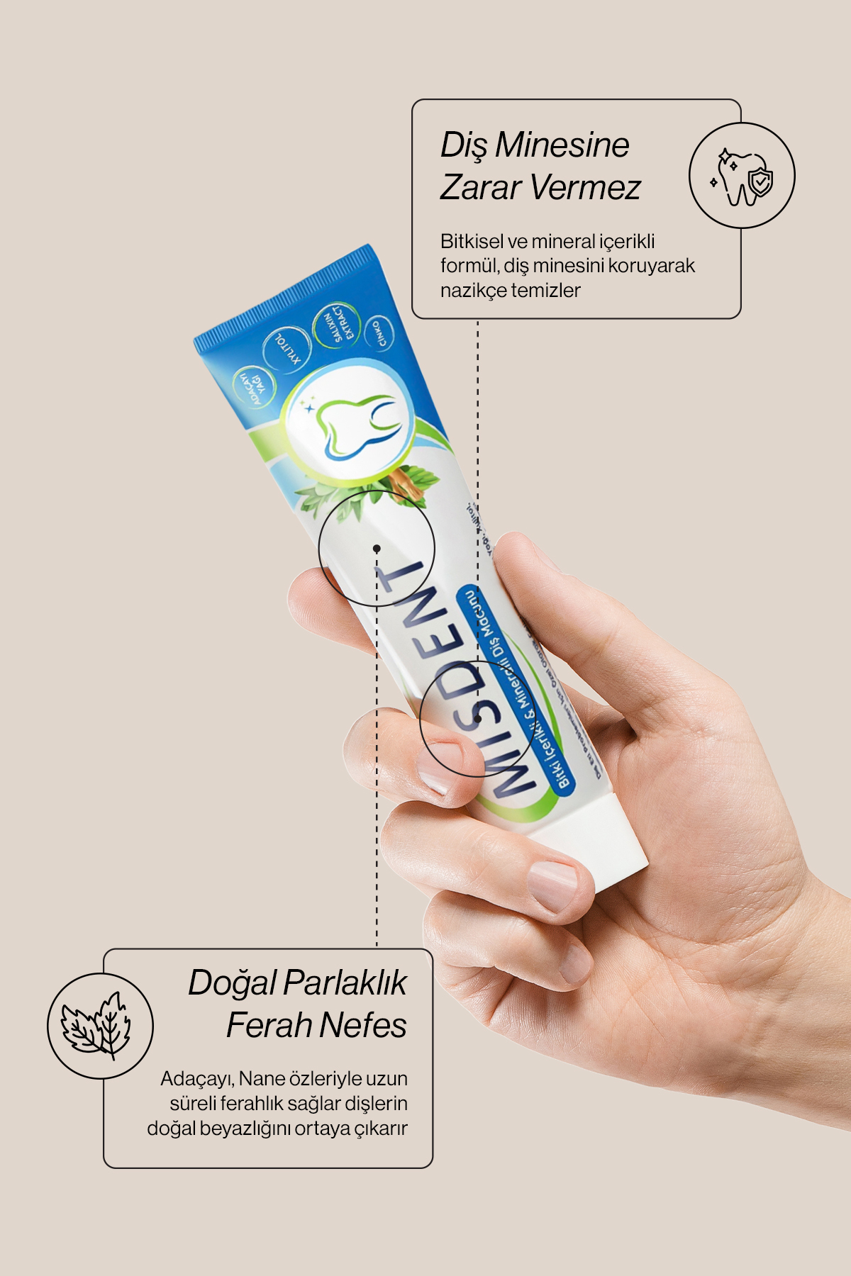 Misdent Bitkisel İçerikli & Mineralli Diş Macunu 75 ml