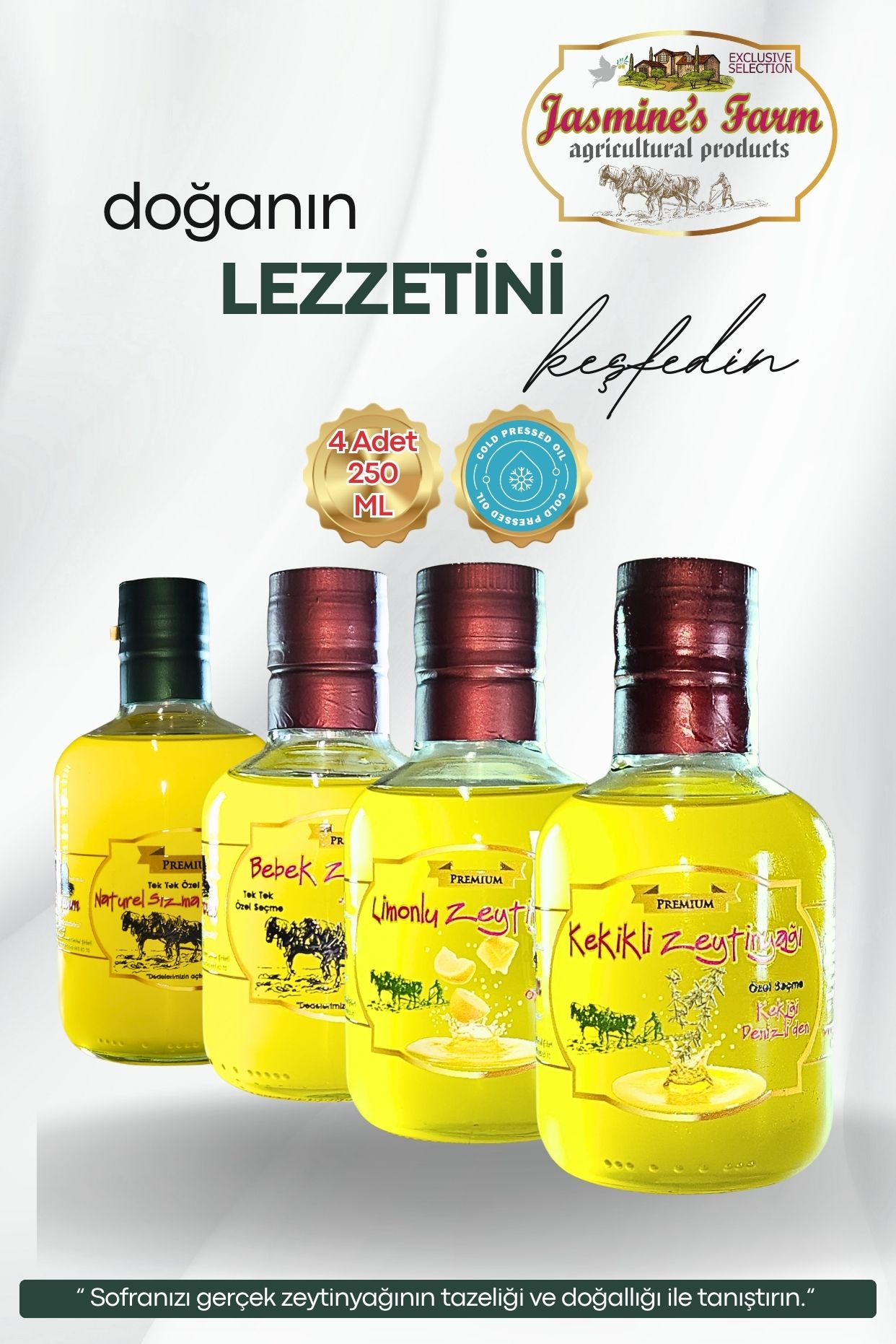 Gurme Zeytinyağı Tadım Seti Ultra Premium 4X250ML - Yüksek Polifenol