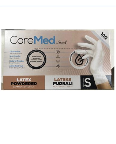 Lateks Pudralı Eldiven 100'lü S Beden 1 Paket