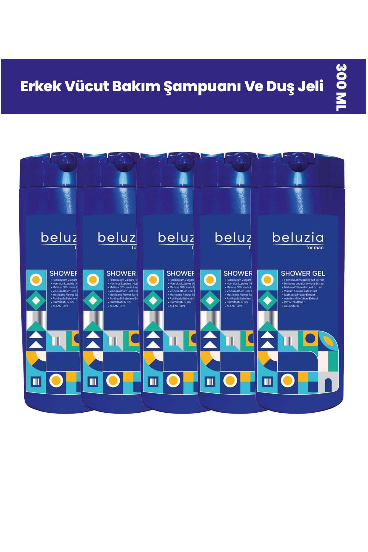 5 Adet Erkek Vücut Bakım Şampuanı Ve Duş Jeli 300 Ml