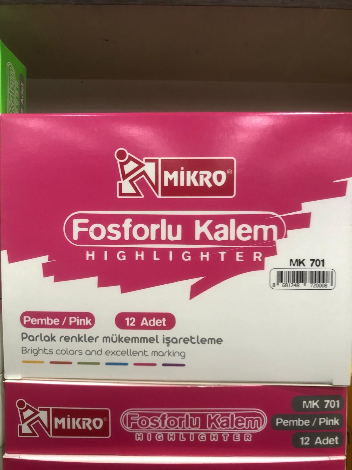 Mikro fosforlu kalem 12 li Kırmızı