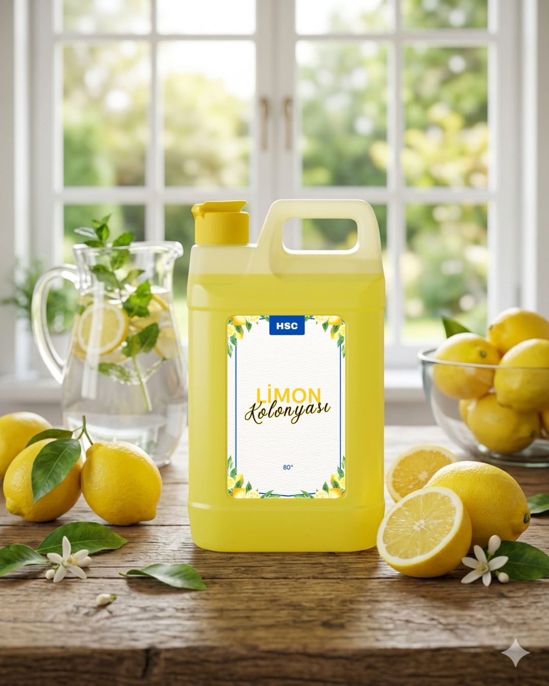 1 Litre Limon Kolonyası 80° Ferahlatıcı Doğal Limon Kokulu Kolonya 1000 ml