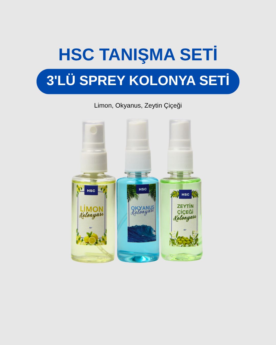 3'LÜ Kolonya Seti - 50cc Sprey – Ferahlatıcı Taşınabilir Kolonya Seti