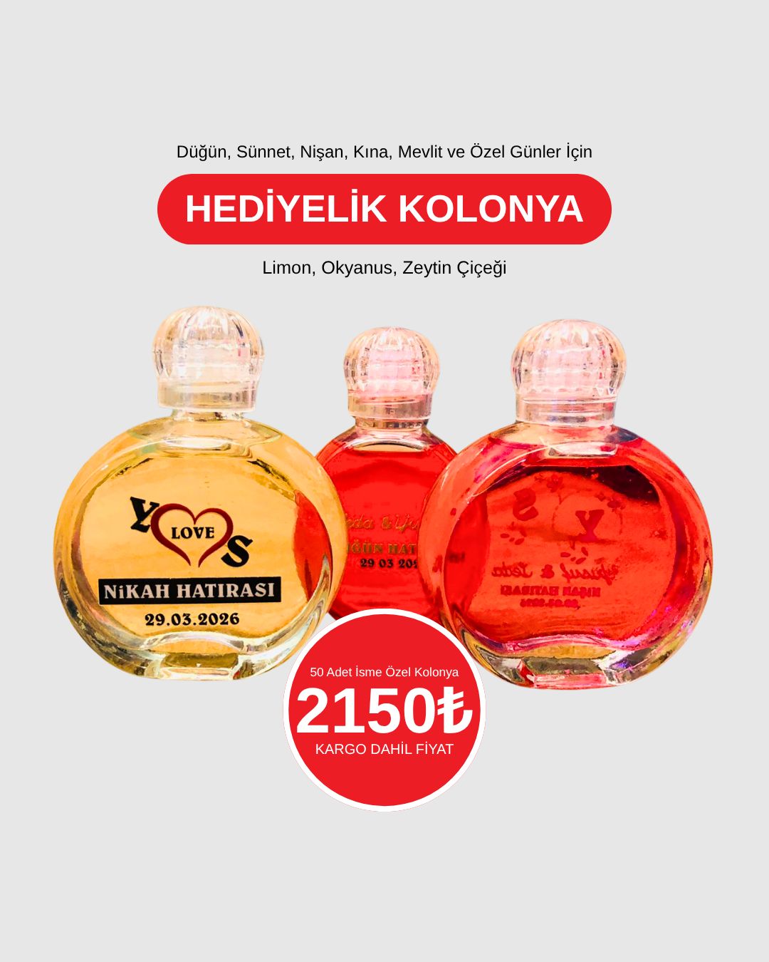 50 TANE İSME ÖZEL HEDİYELİK KOLONYA | Düğün, Sünnet, Nişan, Kına, Mevlit ve Özel Günler