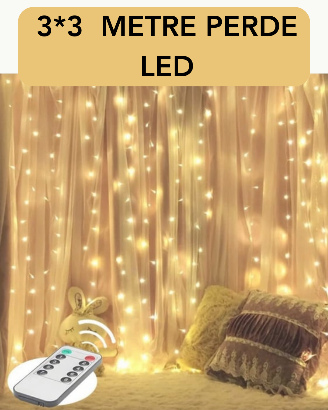 3x3 Metre Perde LED Işık – Parti ve Bahçe Dekorasyonu