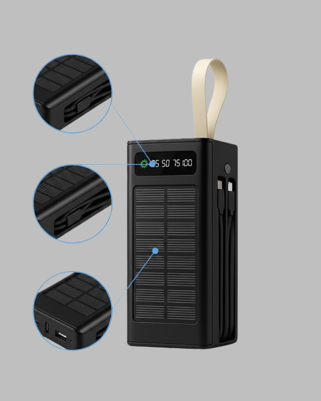 Kamp ve Outdoor Kullanıma Uygun Güneş Panelli Powerbank