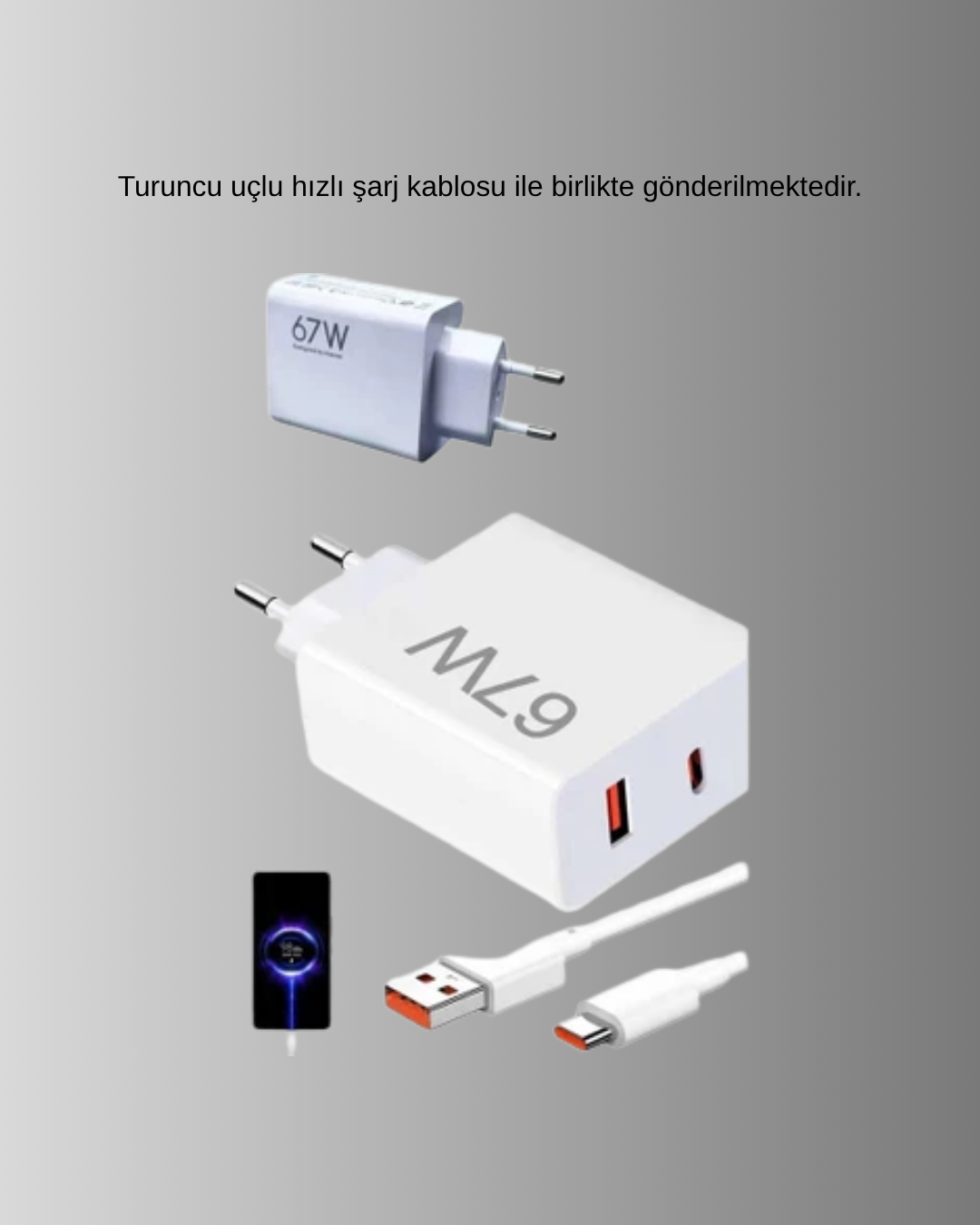 67W Type-C Turbo Şarj Cihazı – Aşırı Akım ve Isı Koruması, Seyahat Uyumlu