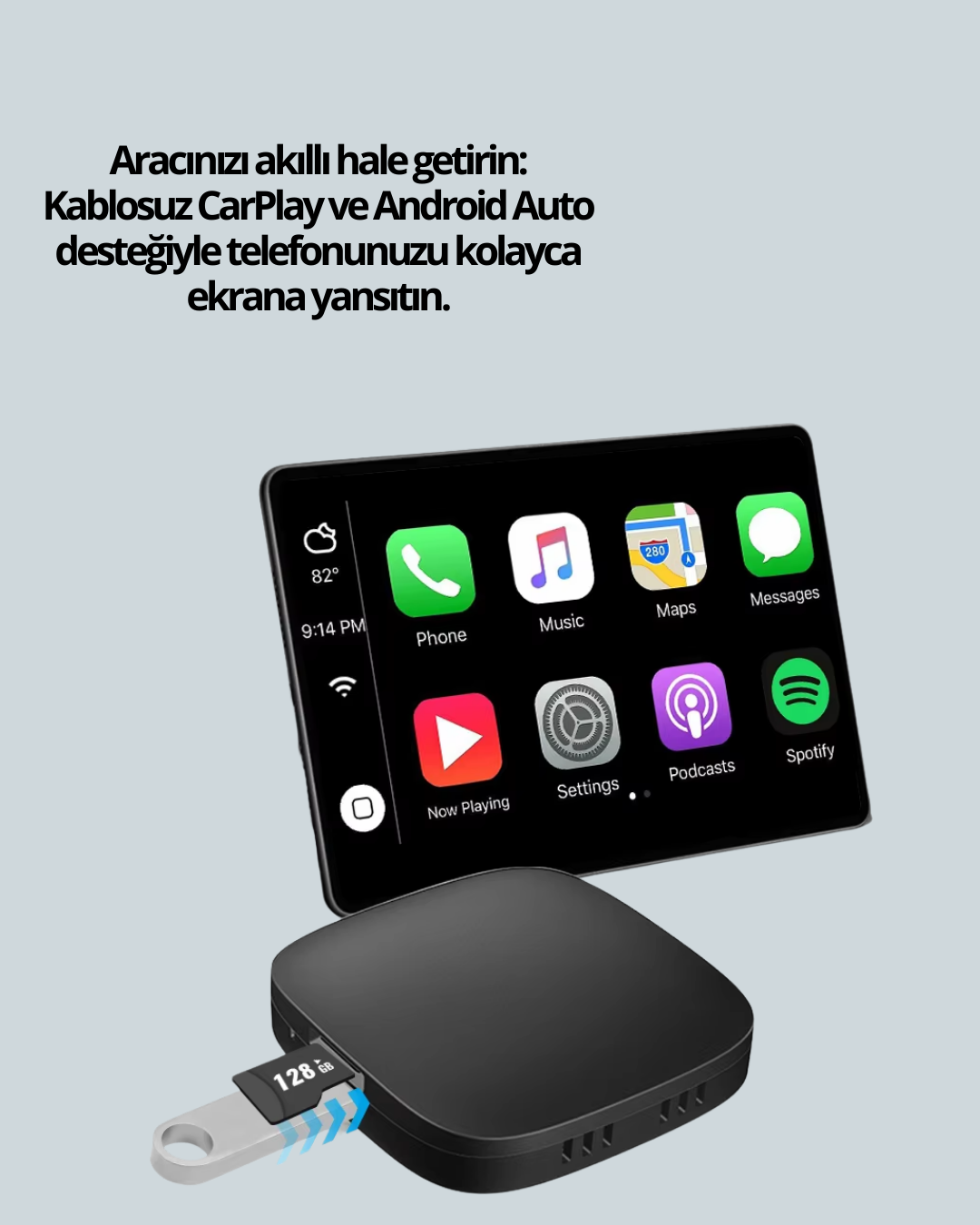 Bluetooth 5.0 Kablosuz Android Auto Araç İçi Adaptör