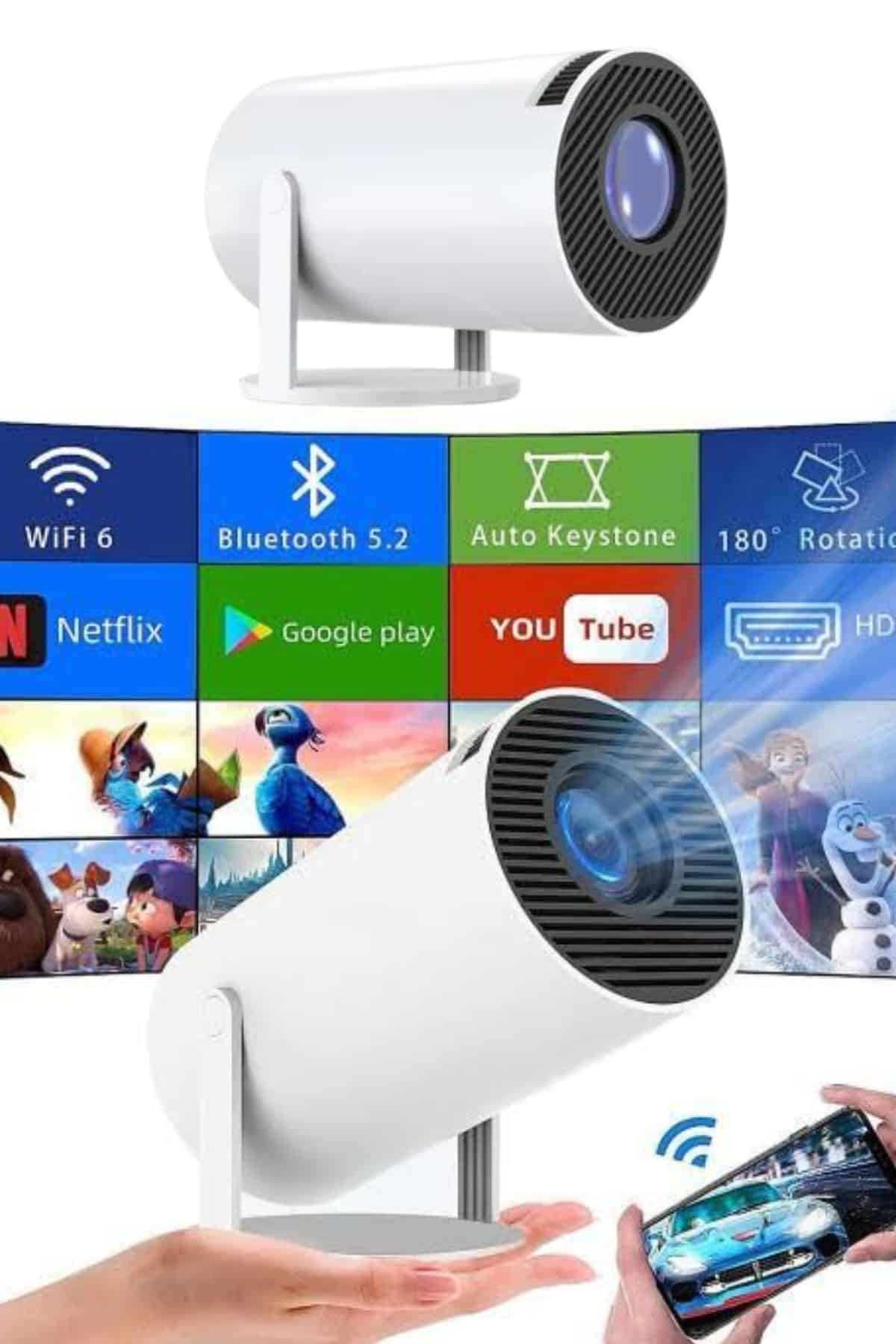 Sinema Projektörü Android HDMI USB WİFİ Ses Çıkışlı Ayaklı Projeksiyon Taşınabilir